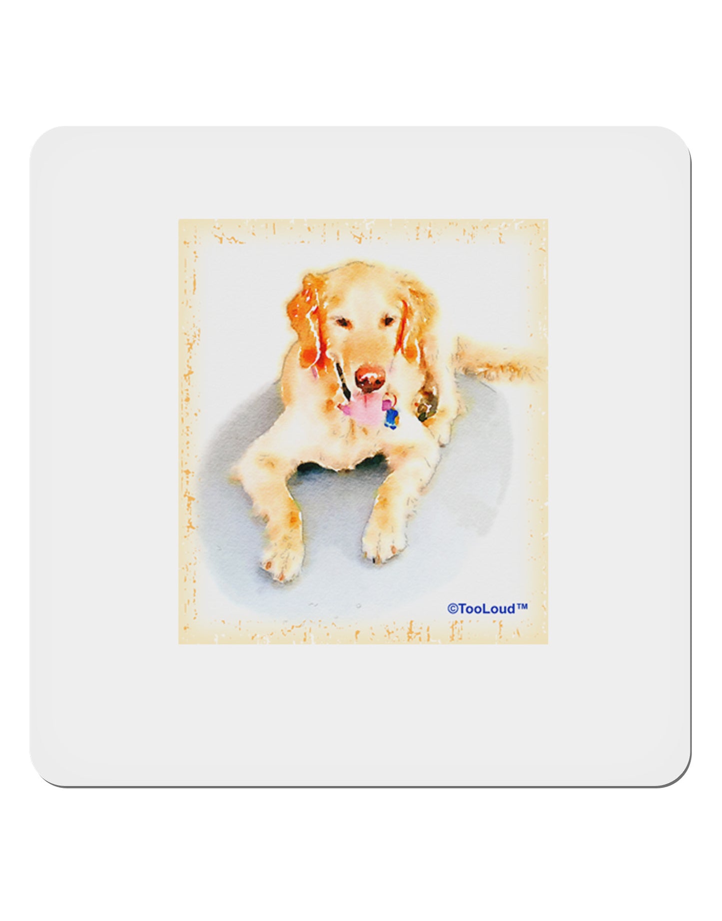 Laying Retriever Watercolor 4x4" Square Sticker-Stickers-TooLoud-1-Davson Sales