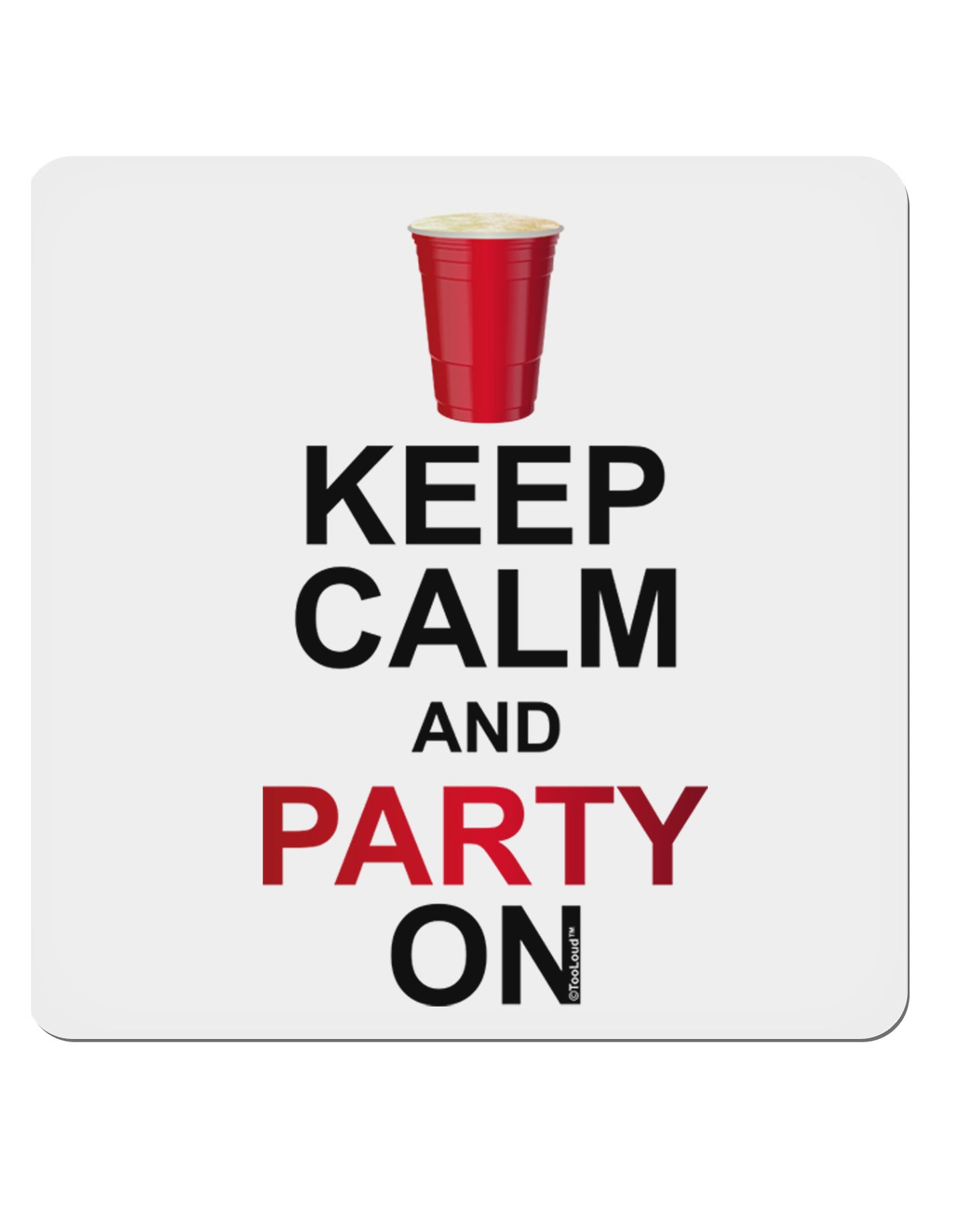 Keep Calm - Party Beer 4x4" Square Sticker-Stickers-TooLoud-1-Davson Sales