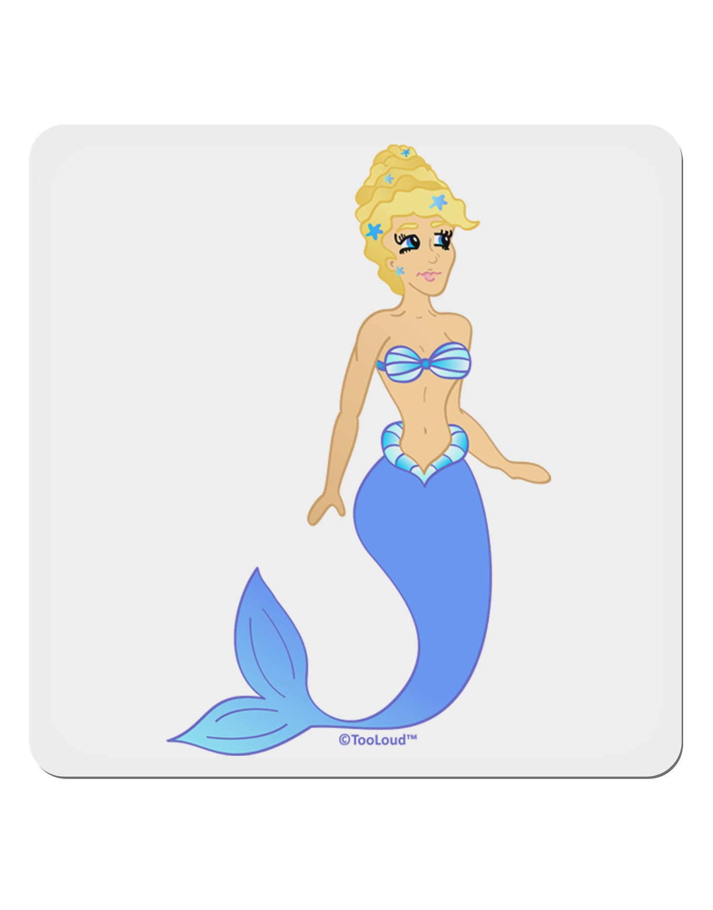 Mermaid Design - Blue 4x4" Square Sticker 4 Pieces-Stickers-TooLoud-White-Davson Sales