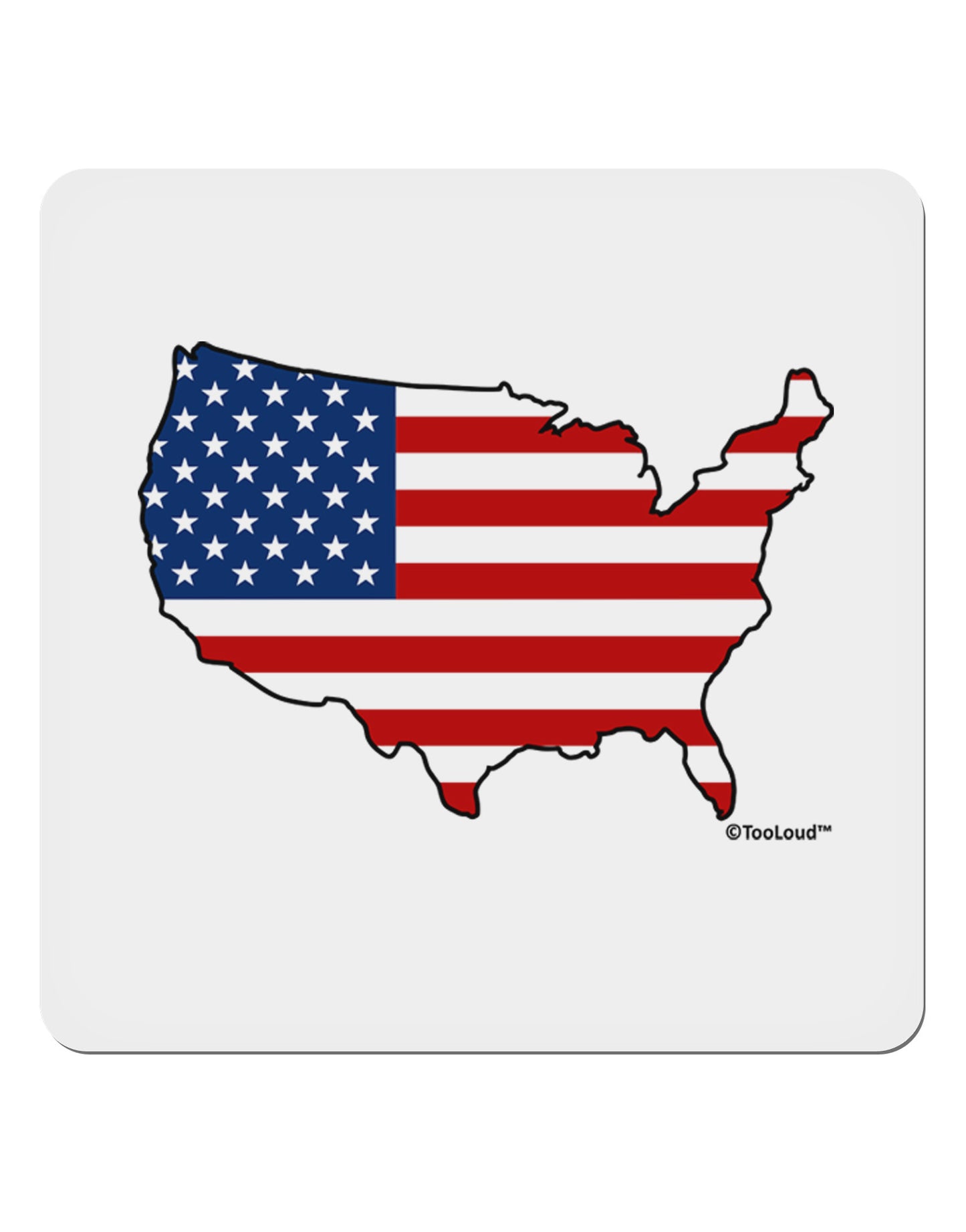 United States Cutout - American Flag Design 4x4" Square Sticker 4 Pieces-Stickers-TooLoud-White-Davson Sales
