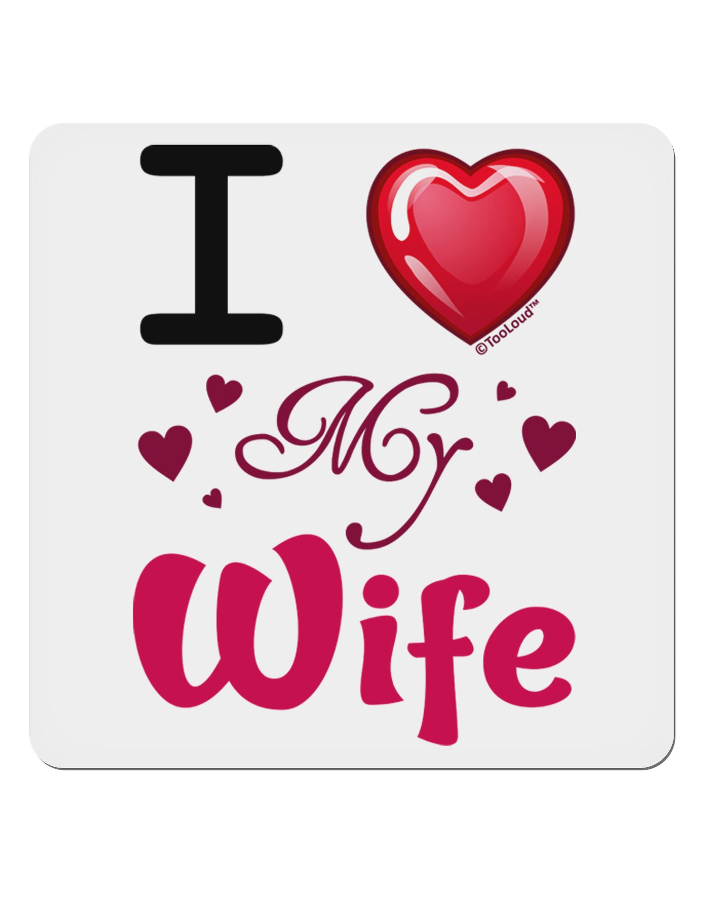 I Love Heart My Wife 4x4" Square Sticker 4 Pieces-Stickers-TooLoud-White-Davson Sales