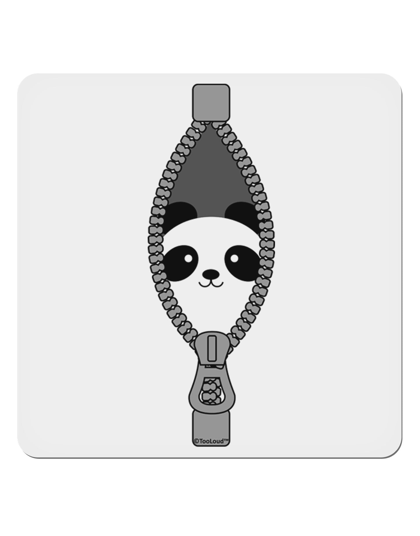 Funny Panda Peeking Out of Zipper 4x4" Square Sticker 4 Pieces-Stickers-TooLoud-White-Davson Sales