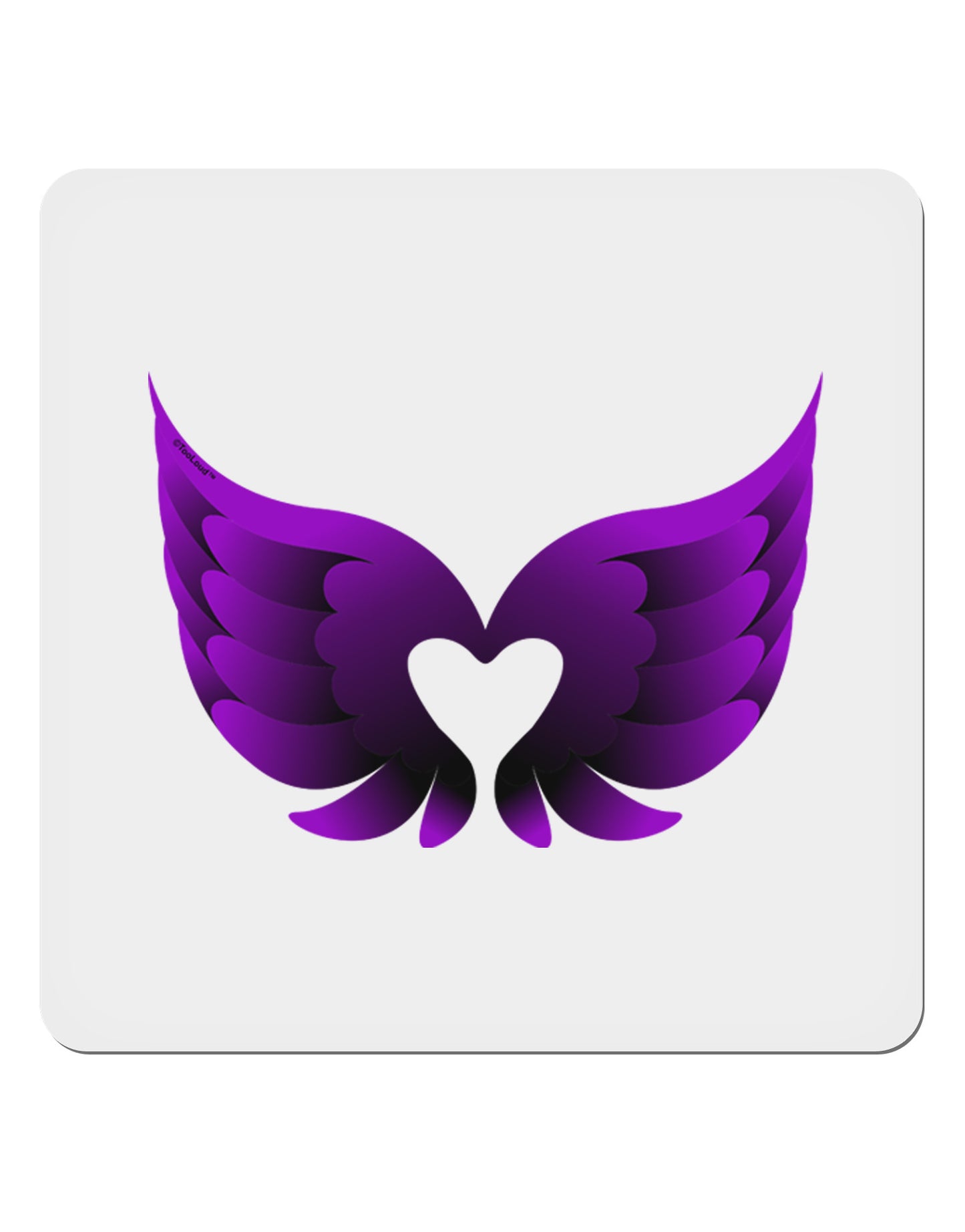 Cute Dark Angel Wings Black and Purple Heart 4x4" Square Sticker 4 Pieces-Stickers-TooLoud-White-Davson Sales