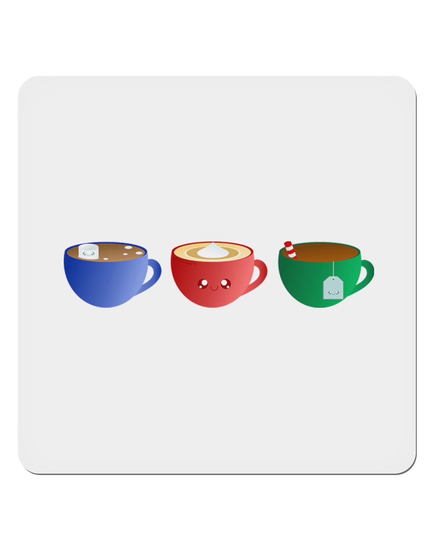 Cute Holiday Drink Set - Christmas 4x4" Square Sticker 4 Pieces-Stickers-TooLoud-White-Davson Sales