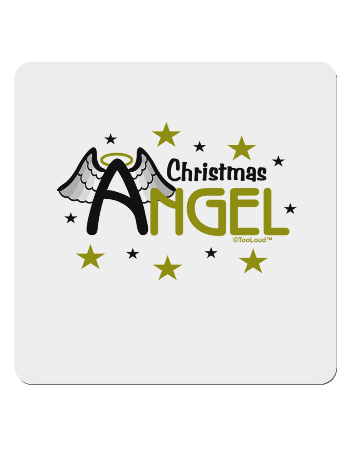 Christmas Angel Text 4x4" Square Sticker-Stickers-TooLoud-1-Davson Sales