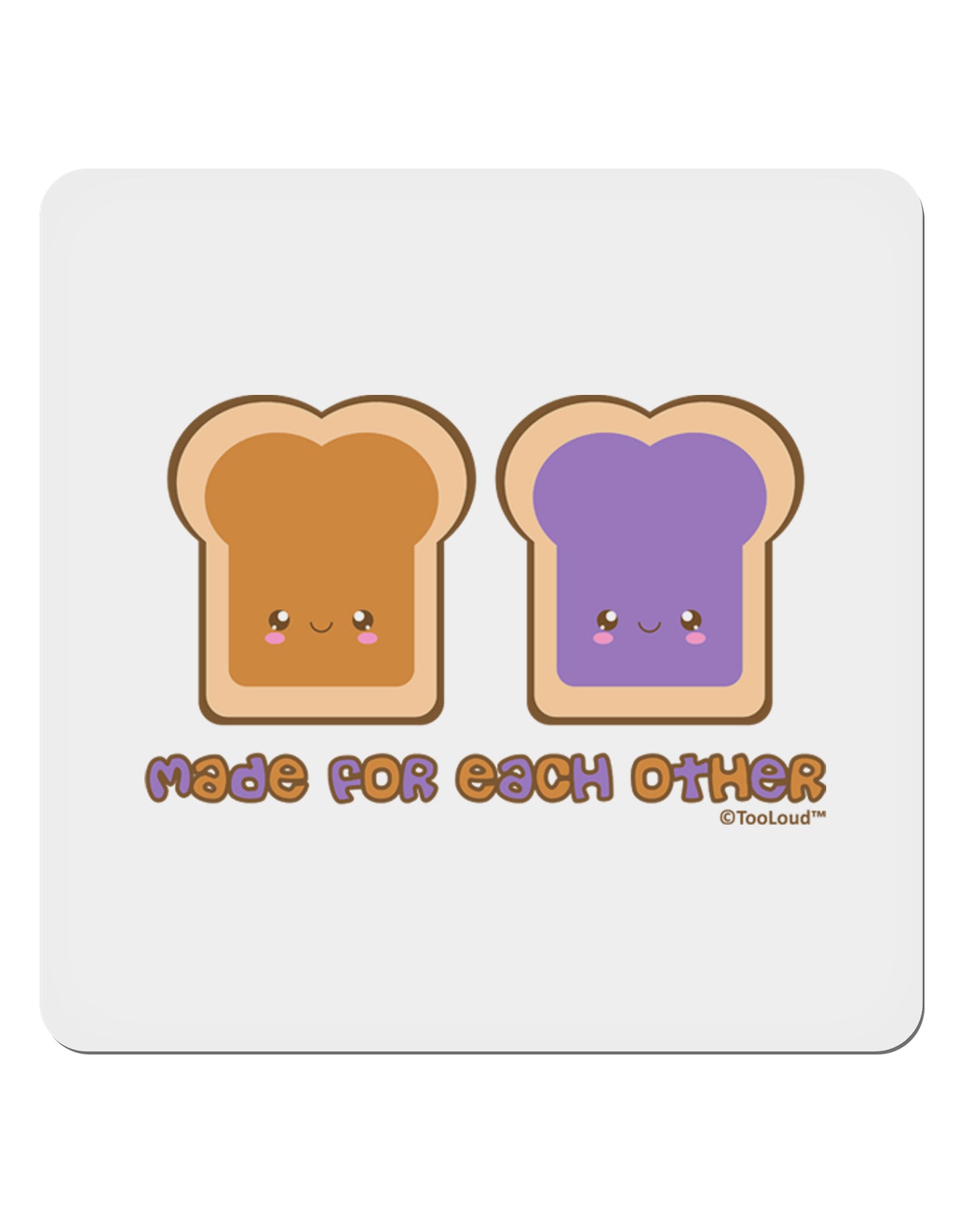 Cute PB and J Design - Made for Each Other 4x4" Square Sticker 4 Pieces-Stickers-TooLoud-White-Davson Sales