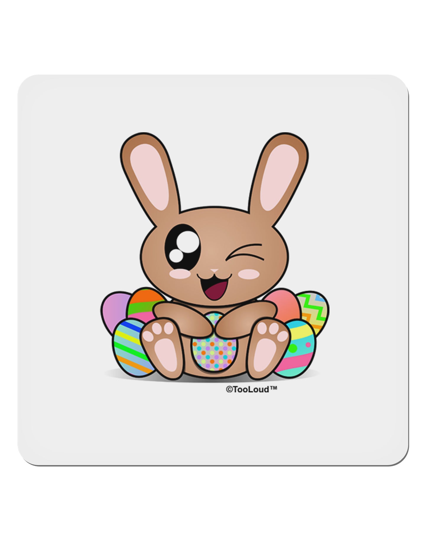Cute Bunny with Eggs 4x4" Square Sticker-Stickers-TooLoud-1-Davson Sales