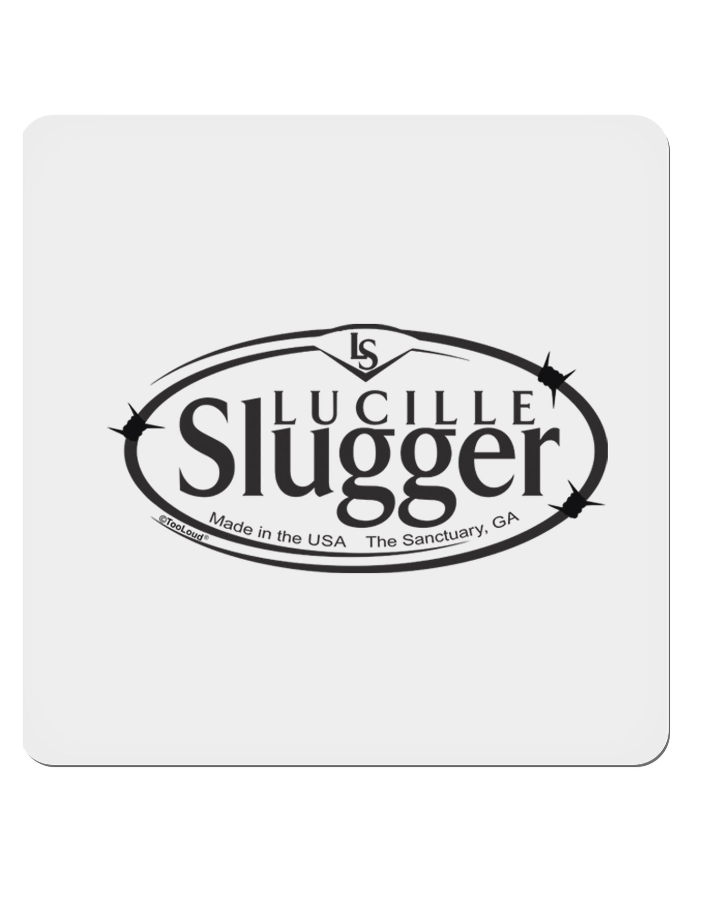Lucille Slugger Logo 4x4" Square Sticker-Stickers-TooLoud-1-Davson Sales