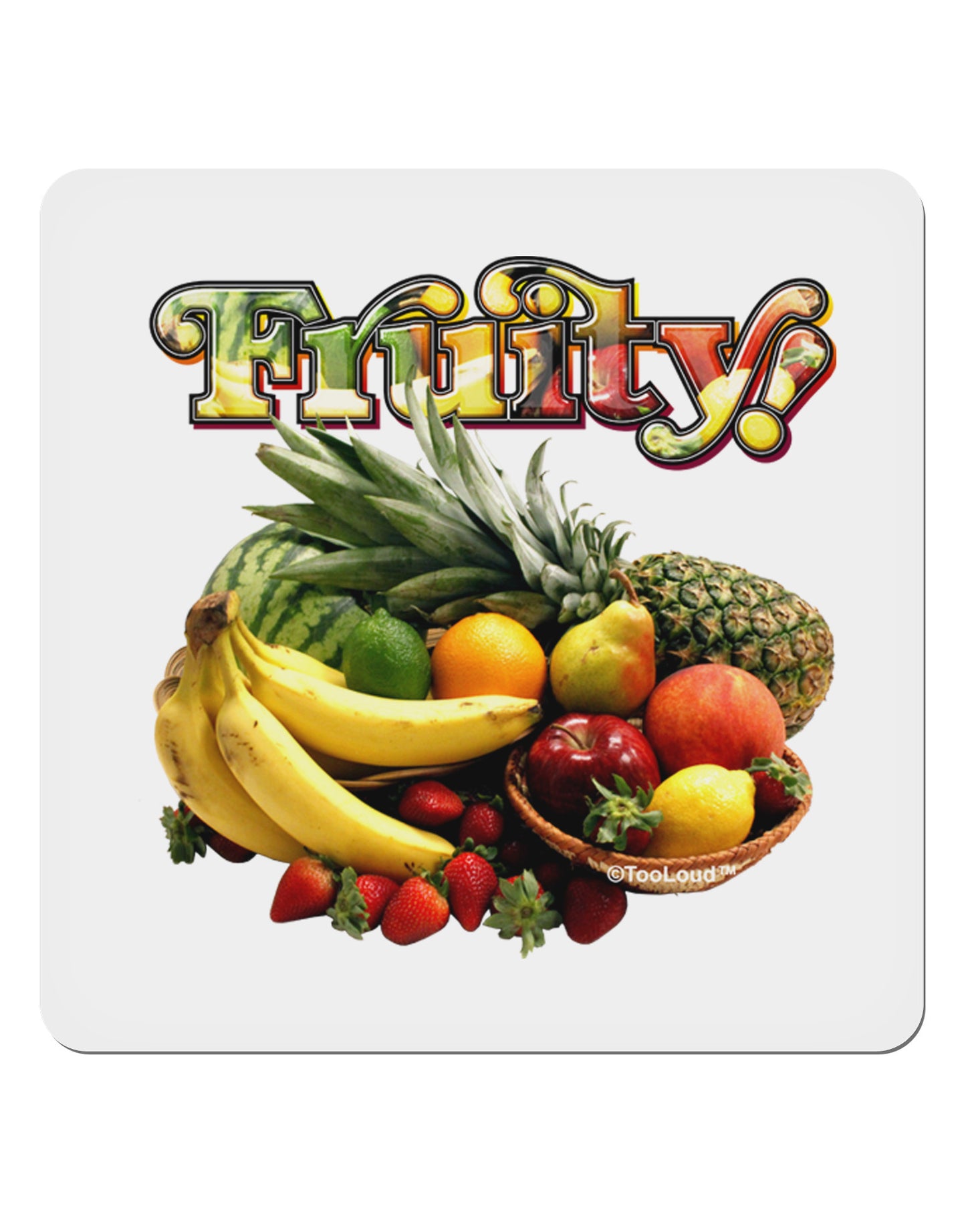 Fruity Fruit Basket 2 4x4" Square Sticker 4 Pieces-Stickers-TooLoud-White-Davson Sales