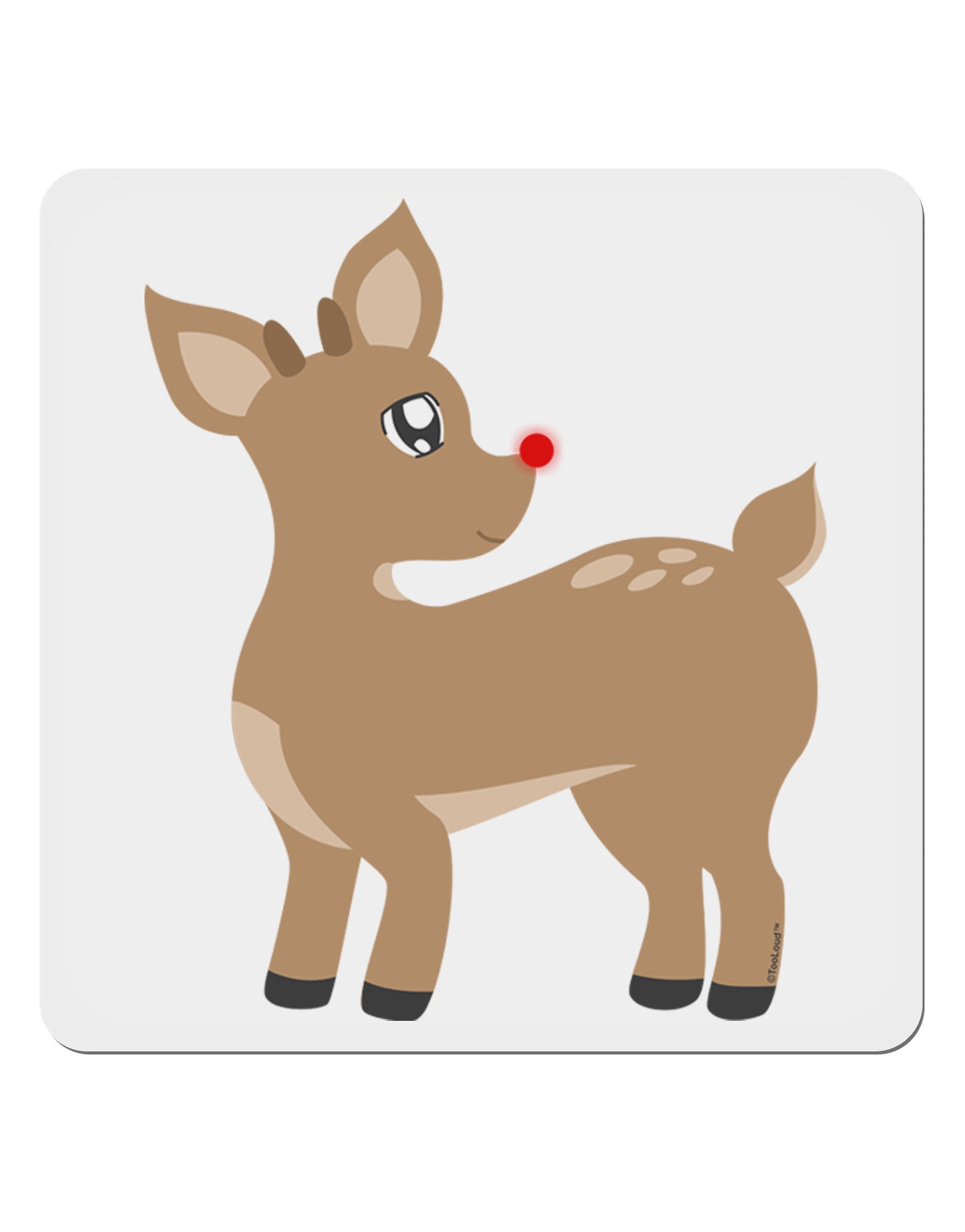 Cute Little Rudolph the Reindeer - Christmas 4x4" Square Sticker 4 Pieces-Stickers-TooLoud-White-Davson Sales