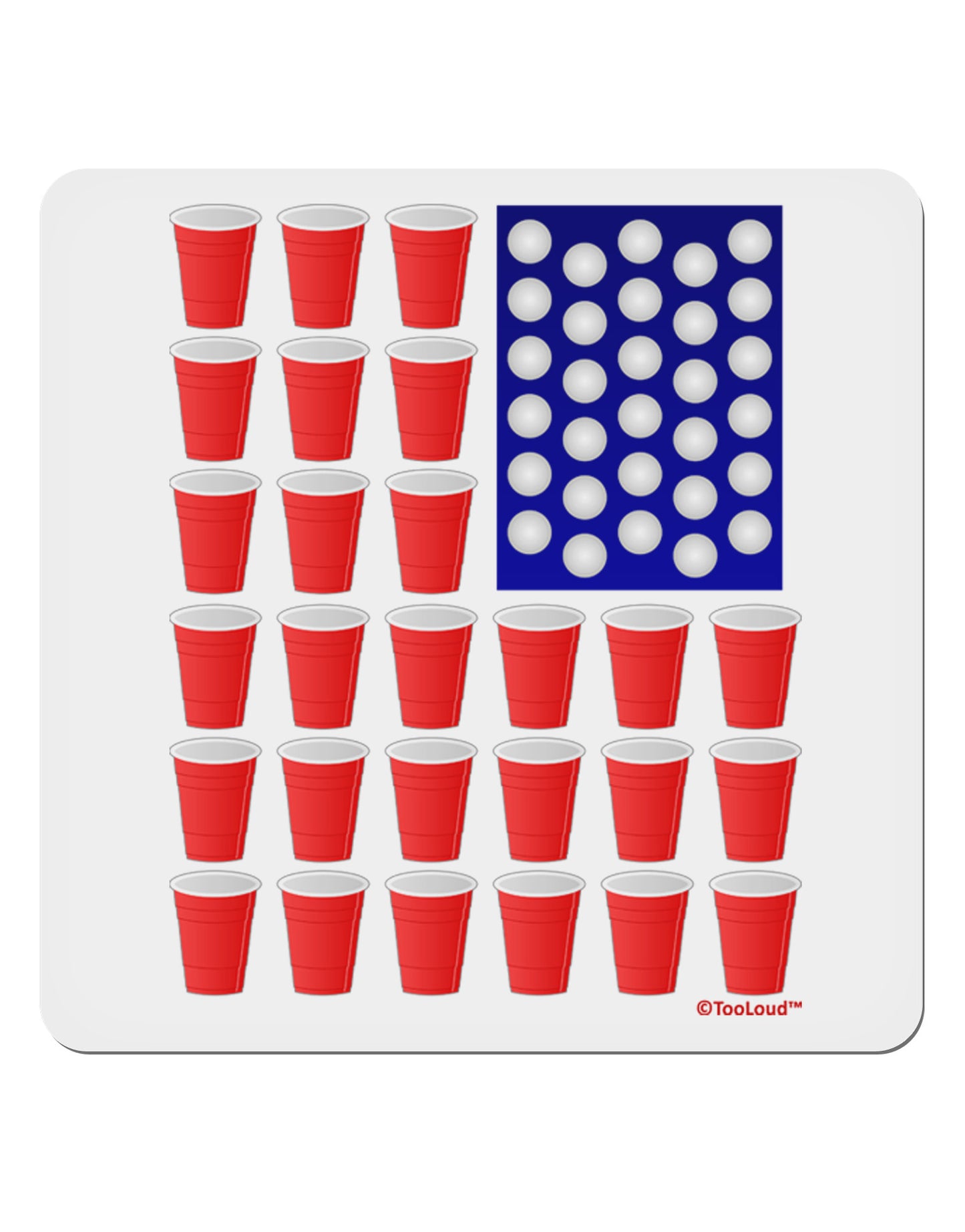 Beer Pong Flag 4x4" Square Sticker 4 Pieces-Stickers-TooLoud-White-Davson Sales