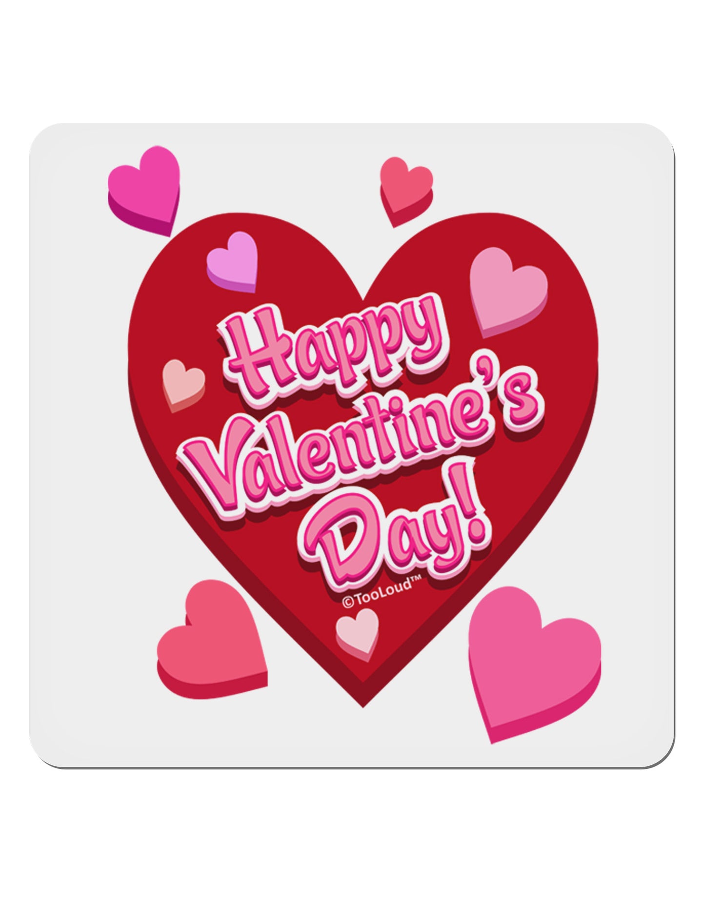 Happy Valentine's Day Romantic Hearts 4x4" Square Sticker 4 Pieces-Stickers-TooLoud-White-Davson Sales
