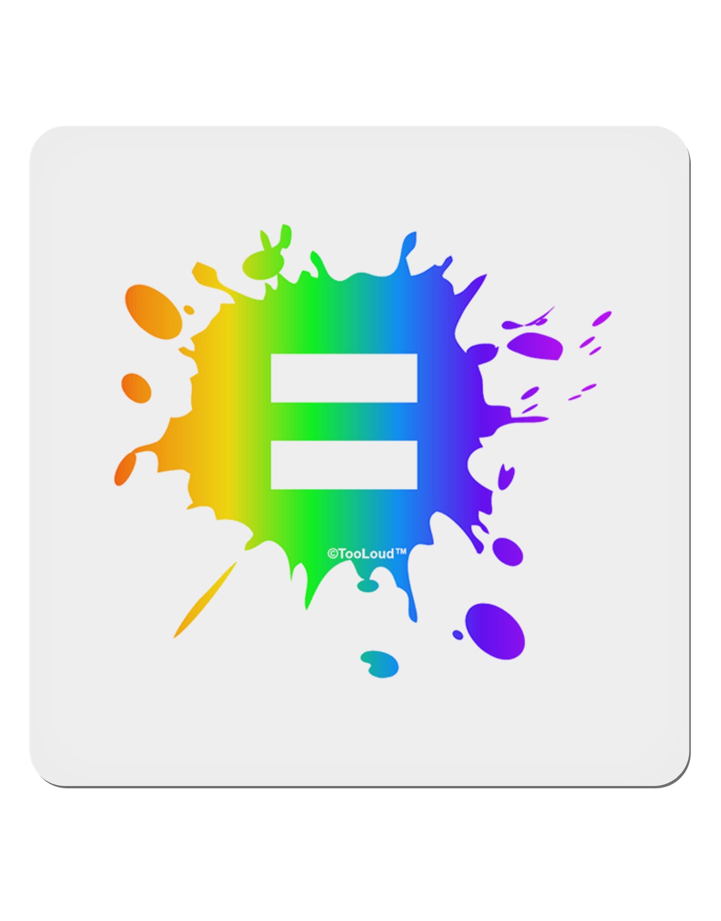 Equal Rainbow Paint Splatter 4x4" Square Sticker 4 Pieces-Stickers-TooLoud-White-Davson Sales
