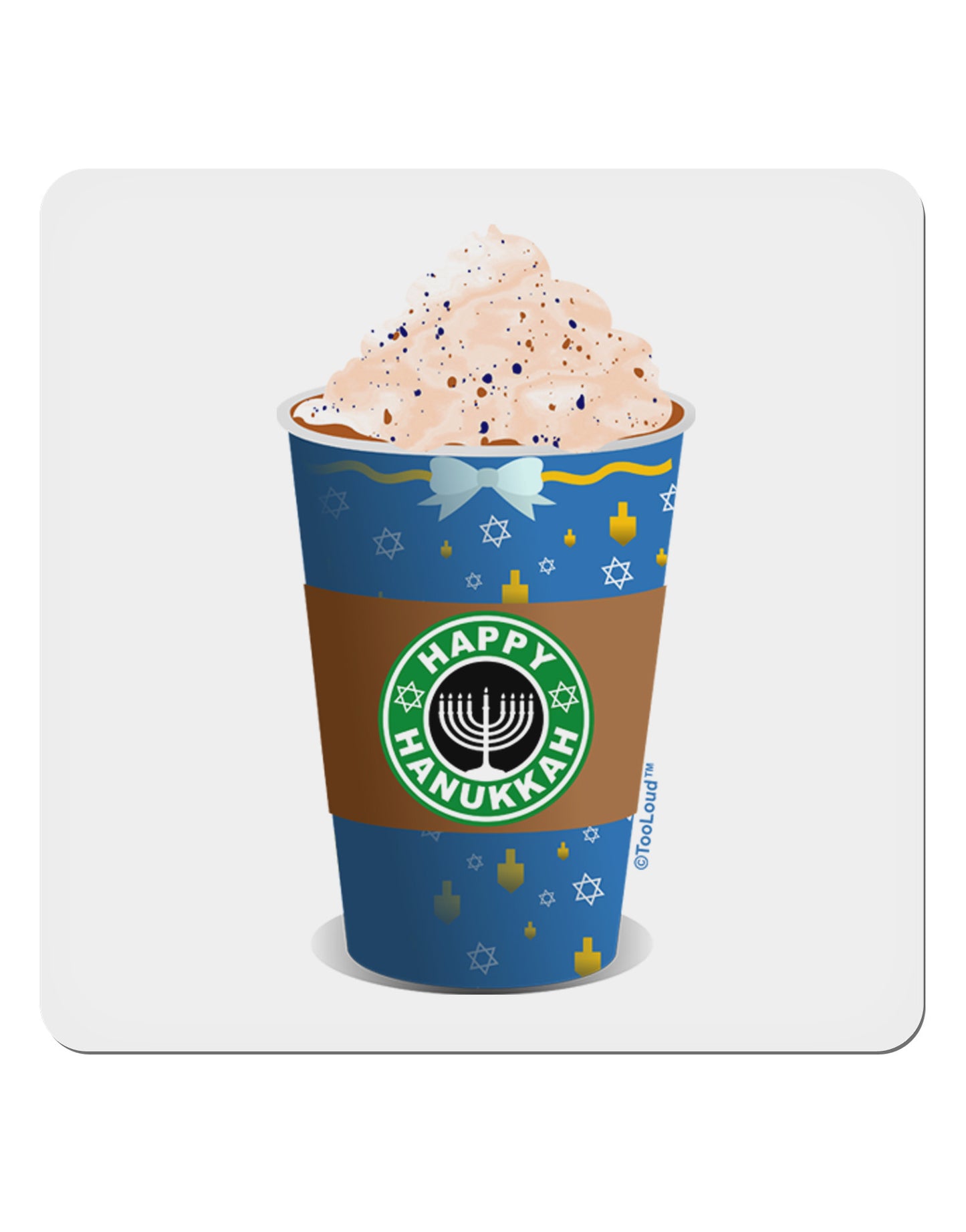 Happy Hanukkah Latte Cup 4x4" Square Sticker-Stickers-TooLoud-1-Davson Sales