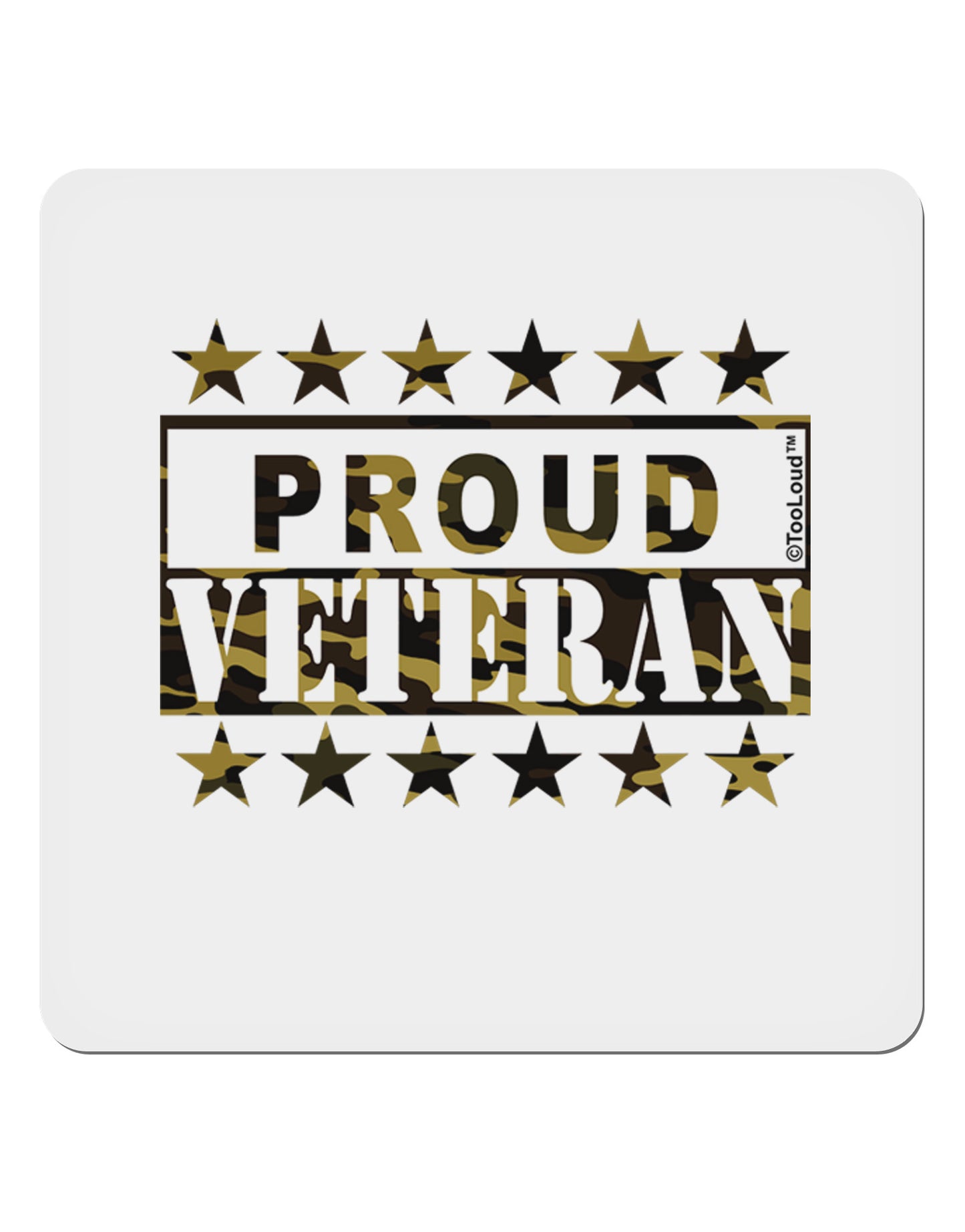 Proud Veteran Camo 4x4" Square Sticker 4 Pieces-Stickers-TooLoud-White-Davson Sales