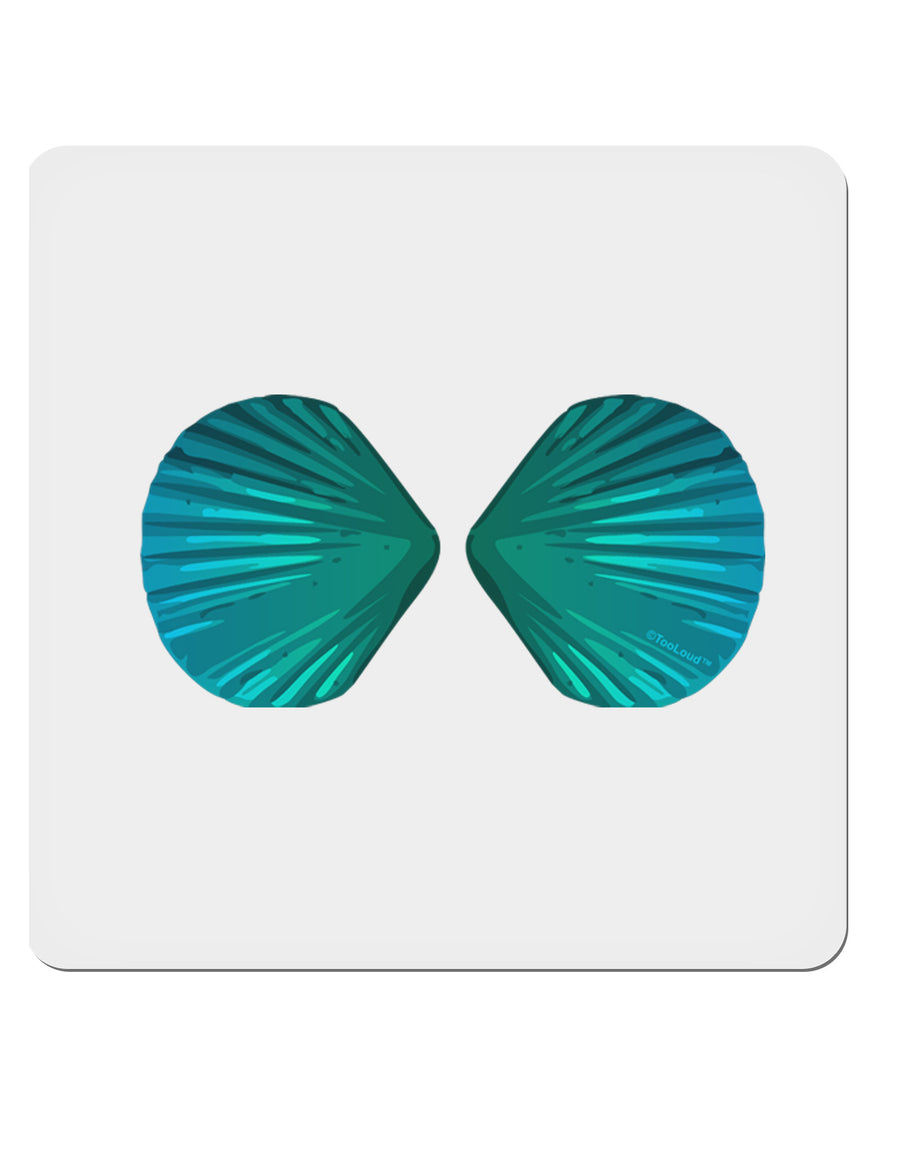 Mermaid Shell Bra Blue 4x4&#x22; Square Sticker-Stickers-TooLoud-1-Davson Sales