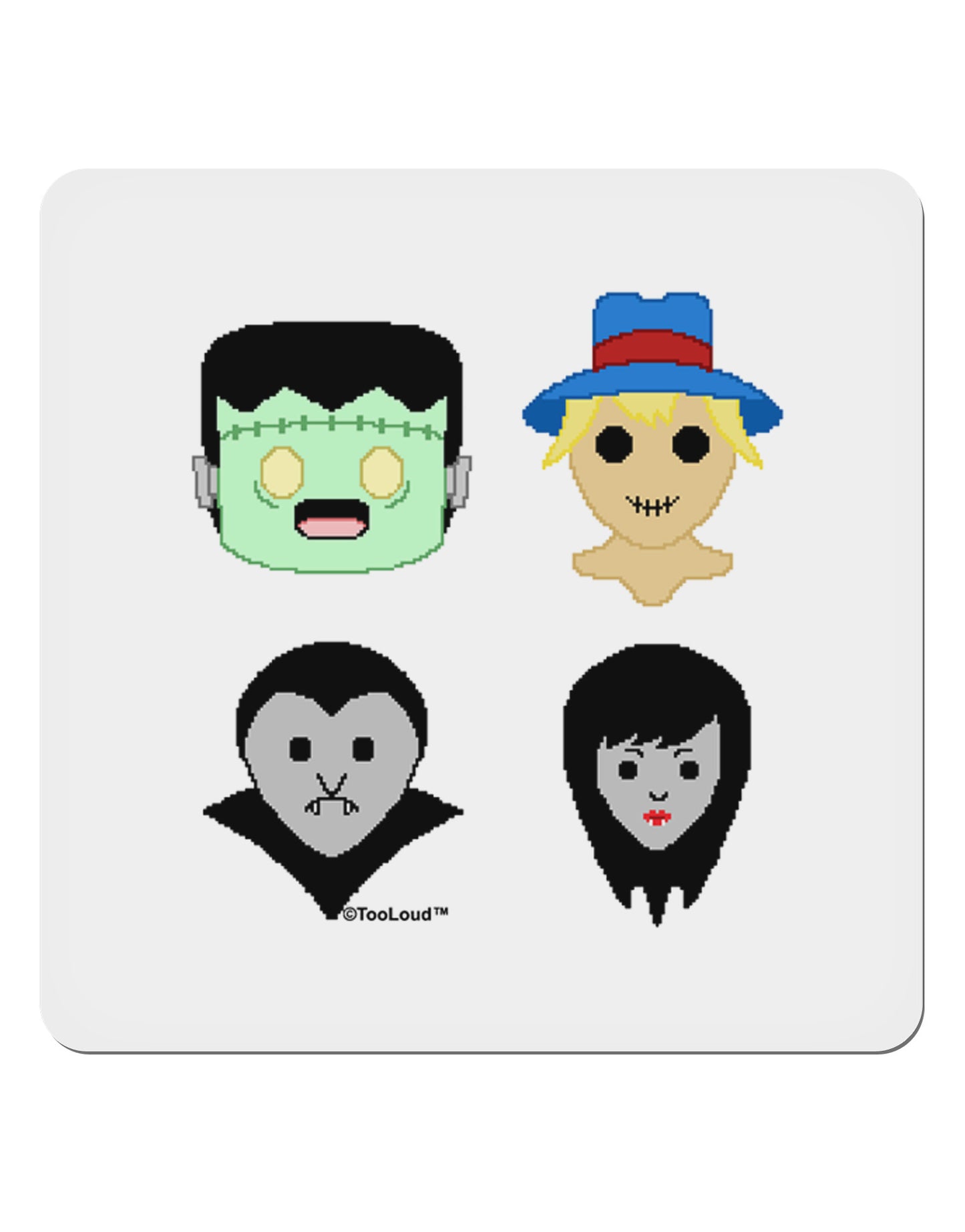 Cute Pixel Monsters 4x4" Square Sticker 4 Pieces-Stickers-TooLoud-White-Davson Sales