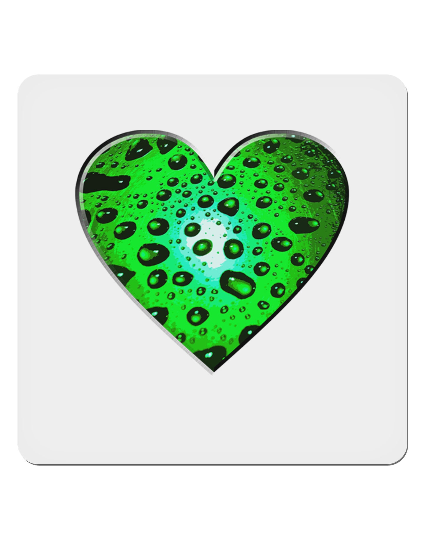 Water Droplet Heart Green 4x4" Square Sticker 4 Pieces-Stickers-TooLoud-White-Davson Sales