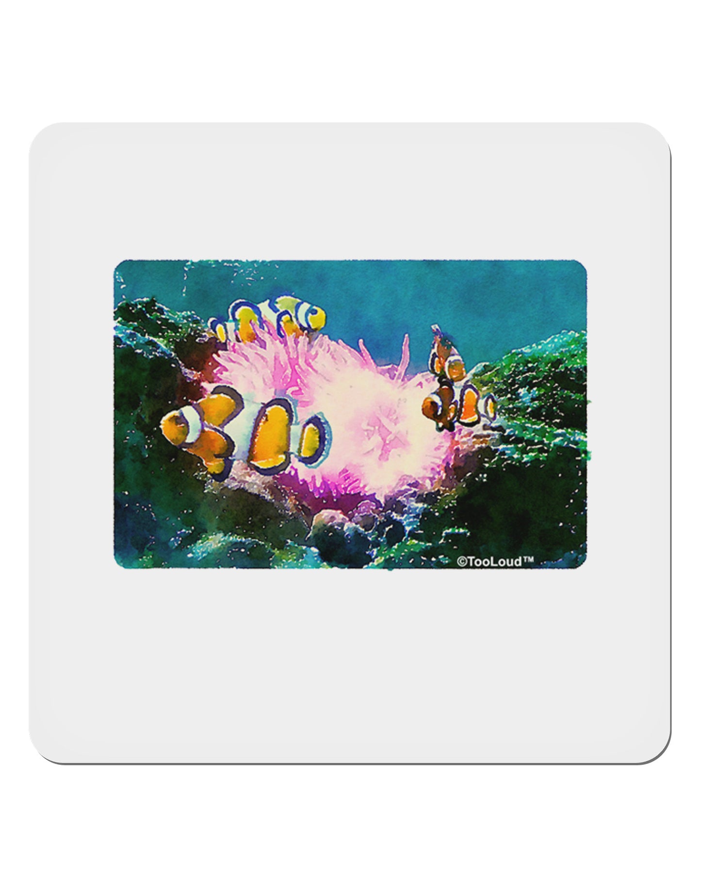 Clownfish Watercolor 4x4" Square Sticker 4 Pieces-Stickers-TooLoud-White-Davson Sales