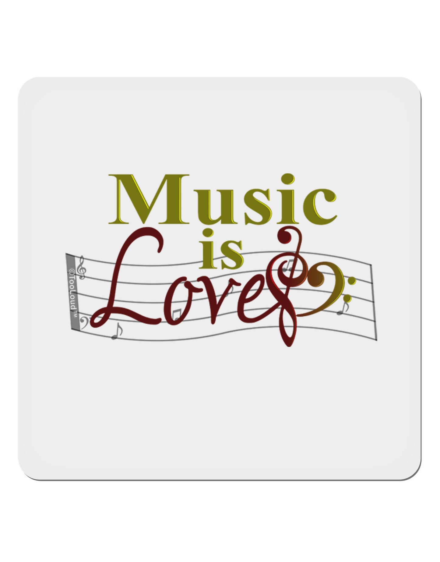 Music Is Love 4x4" Square Sticker-Stickers-TooLoud-1-Davson Sales