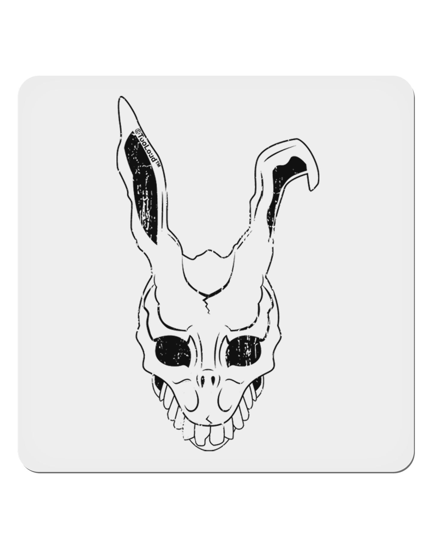 Scary Bunny Face White Distressed 4x4" Square Sticker 4 Pieces-Stickers-TooLoud-White-Davson Sales