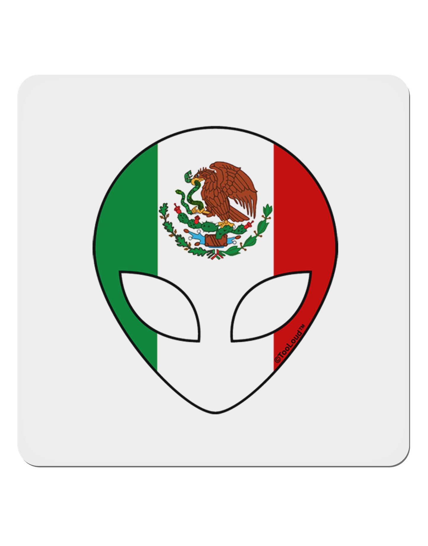 Mexican Flag Extraterrestrial 4x4" Square Sticker-Stickers-TooLoud-1-Davson Sales