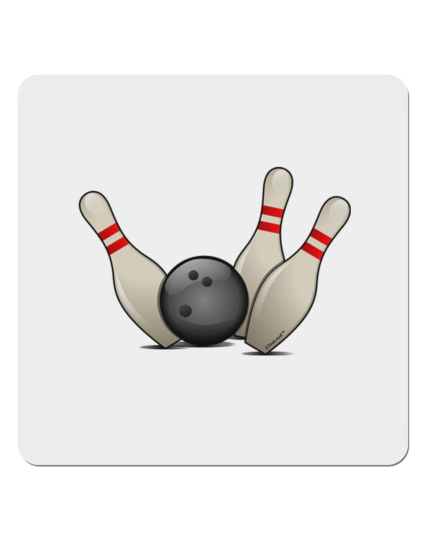 Bowling Ball with Pins 4x4" Square Sticker-Stickers-TooLoud-1-Davson Sales