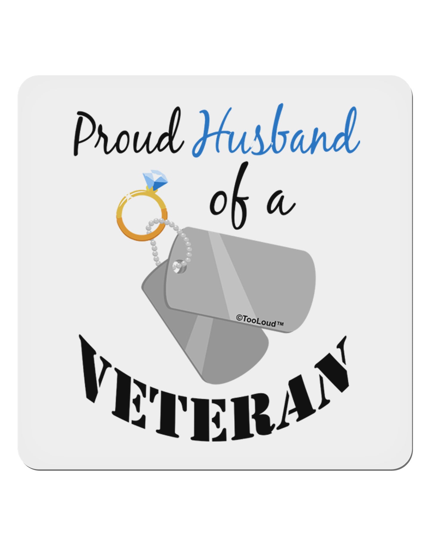 Husband of Veteran 4x4" Square Sticker 4 Pieces-Stickers-TooLoud-White-Davson Sales