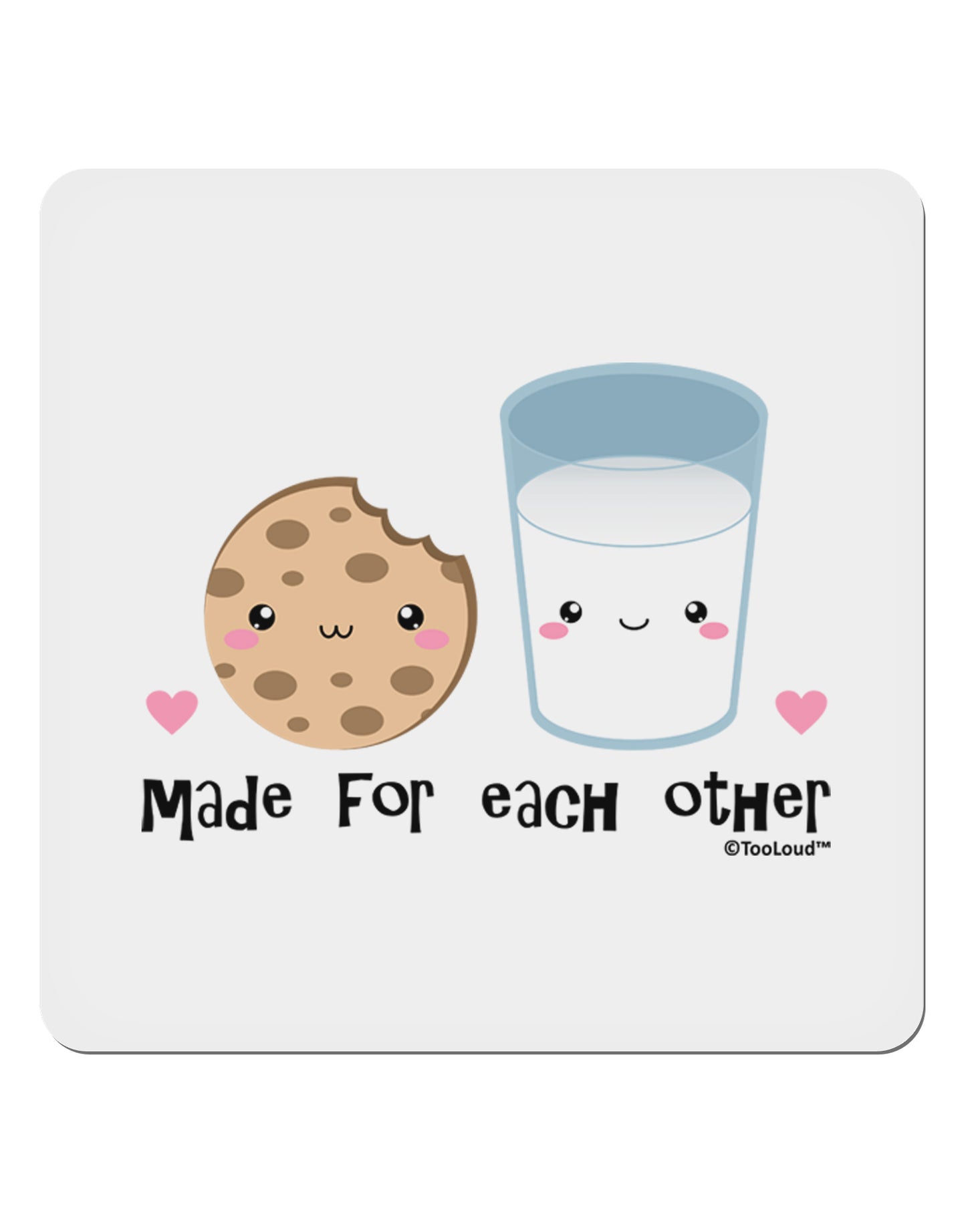 Cute Milk and Cookie - Made for Each Other 4x4" Square Sticker 4 Pieces-Stickers-TooLoud-White-Davson Sales