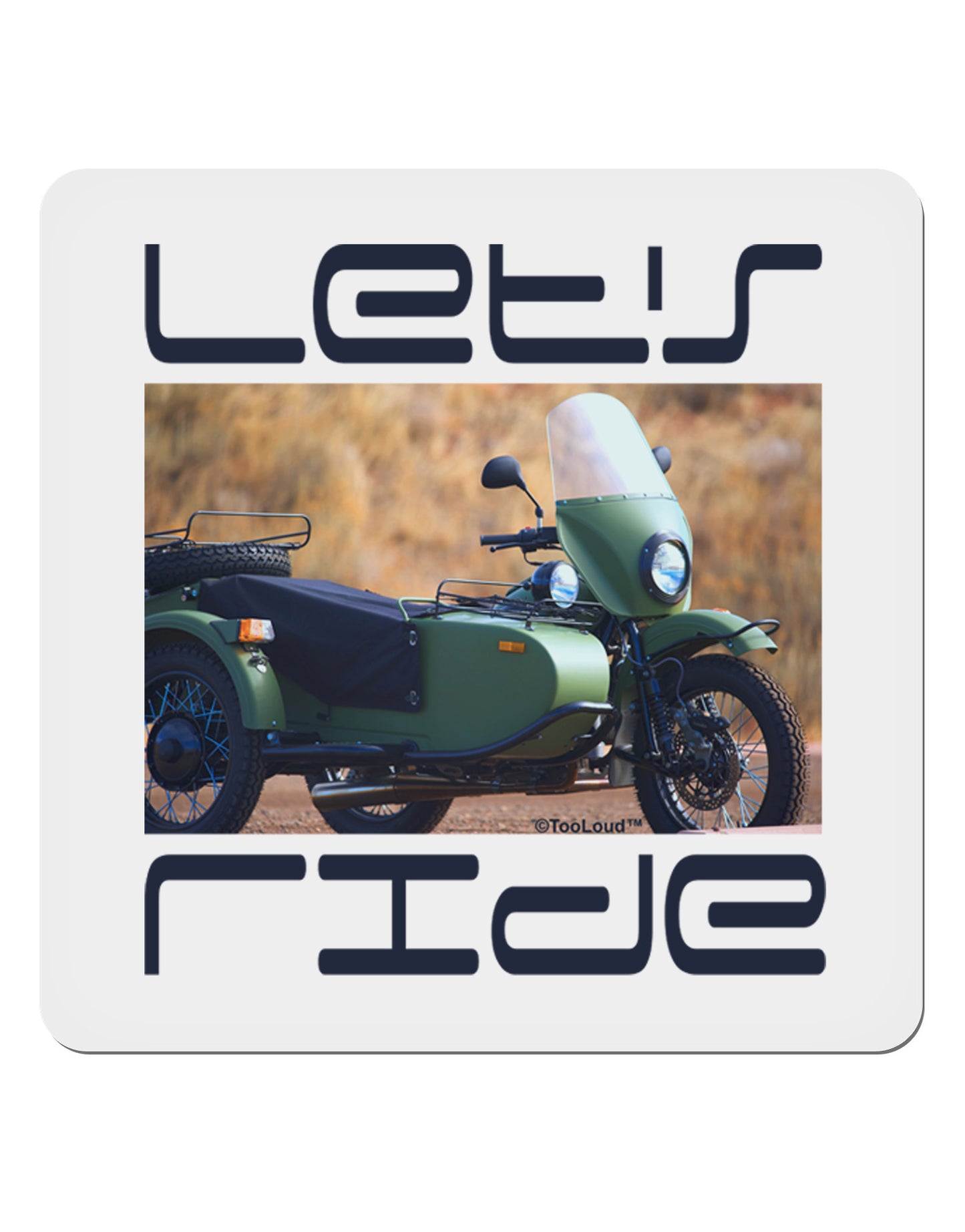 Lets Ride Sidecar Motorcycle 4x4" Square Sticker-Stickers-TooLoud-1-Davson Sales