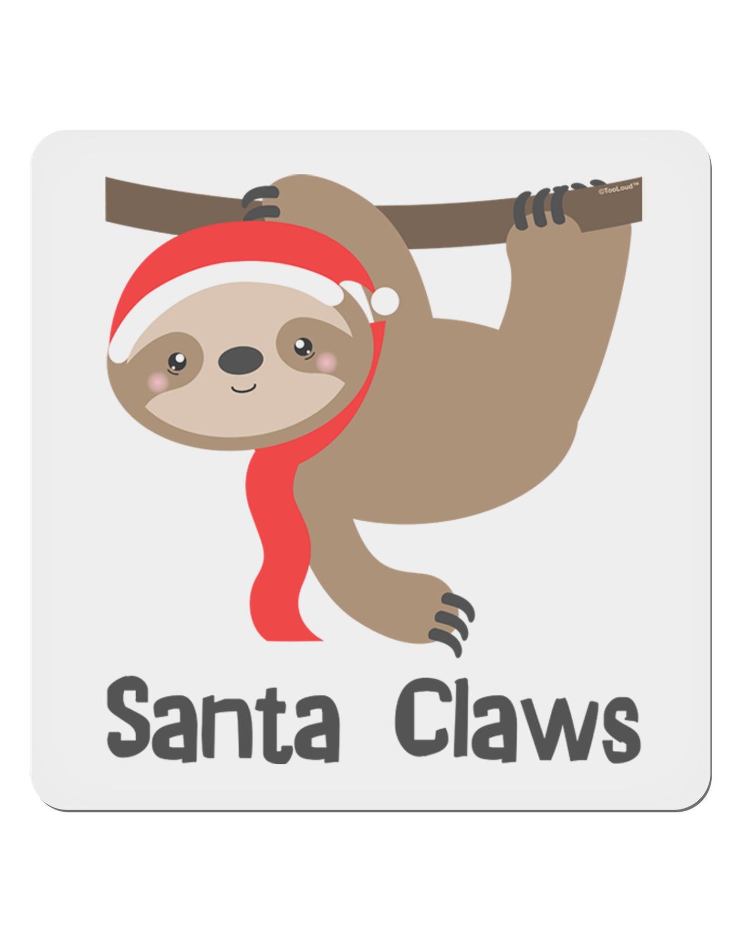 Cute Christmas Sloth - Santa Claws 4x4" Square Sticker 4 Pieces-Stickers-TooLoud-White-Davson Sales