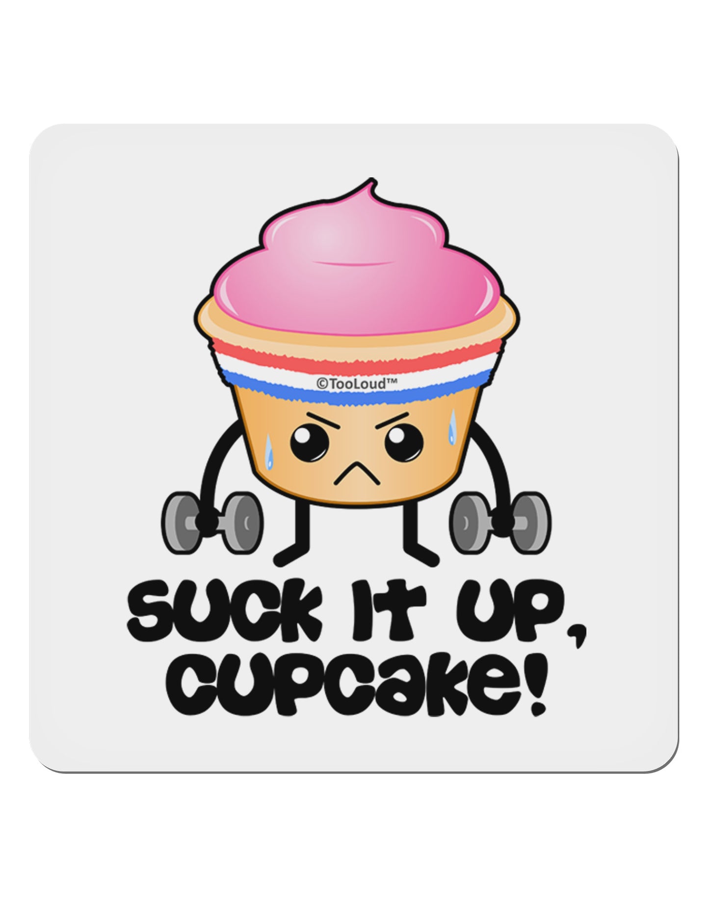 Suck It Up Cupcake Design 4x4" Square Sticker 4 Pieces-Stickers-TooLoud-White-Davson Sales