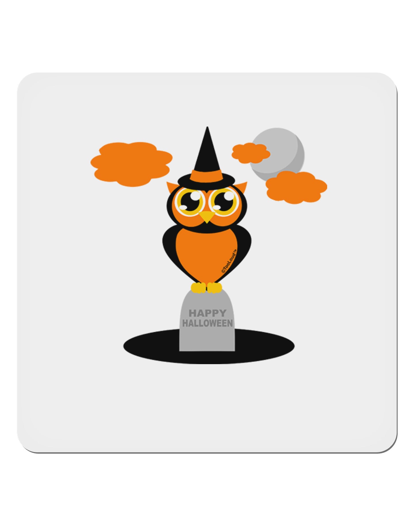 Owl Orange 4x4" Square Sticker 4 Pieces-Stickers-TooLoud-White-Davson Sales