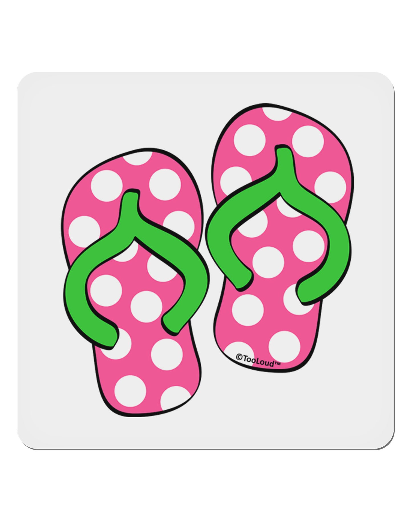 Cute Polka Dot Flip Flops - Pink and Green 4x4" Square Sticker 4 Pieces-Stickers-TooLoud-White-Davson Sales