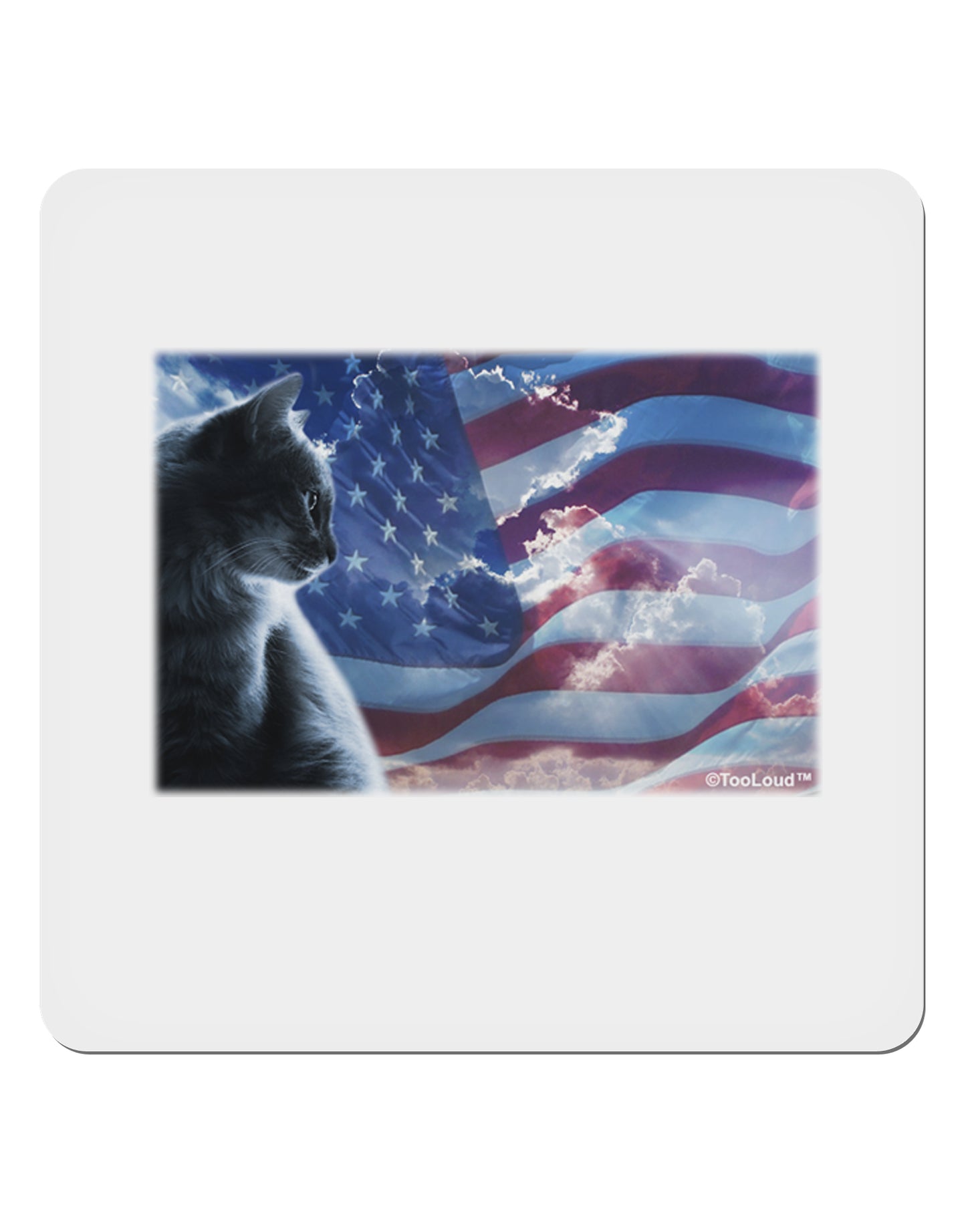 All American Cat 4x4" Square Sticker 4 Pieces-Stickers-TooLoud-White-Davson Sales