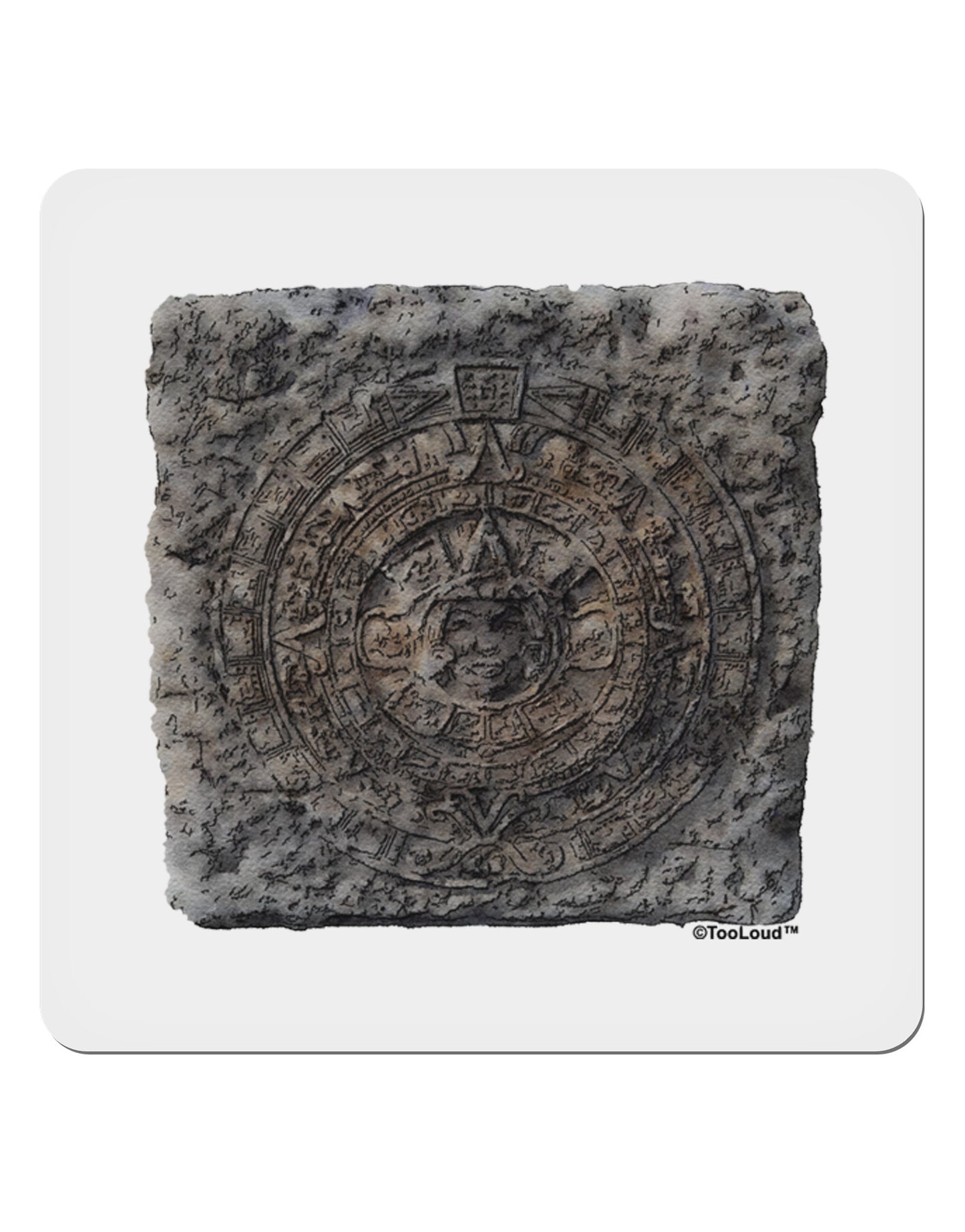 Stone Carving Watercolor 4x4" Square Sticker 4 Pieces-Stickers-TooLoud-White-Davson Sales