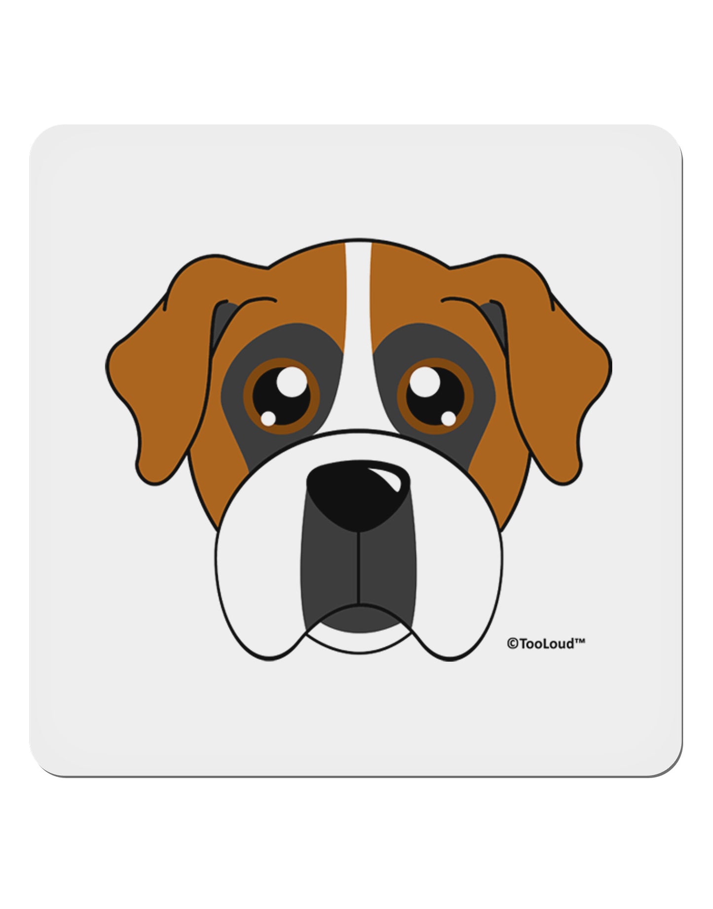 Cute Boxer Dog 4x4" Square Sticker 4 Pieces-Stickers-TooLoud-White-Davson Sales