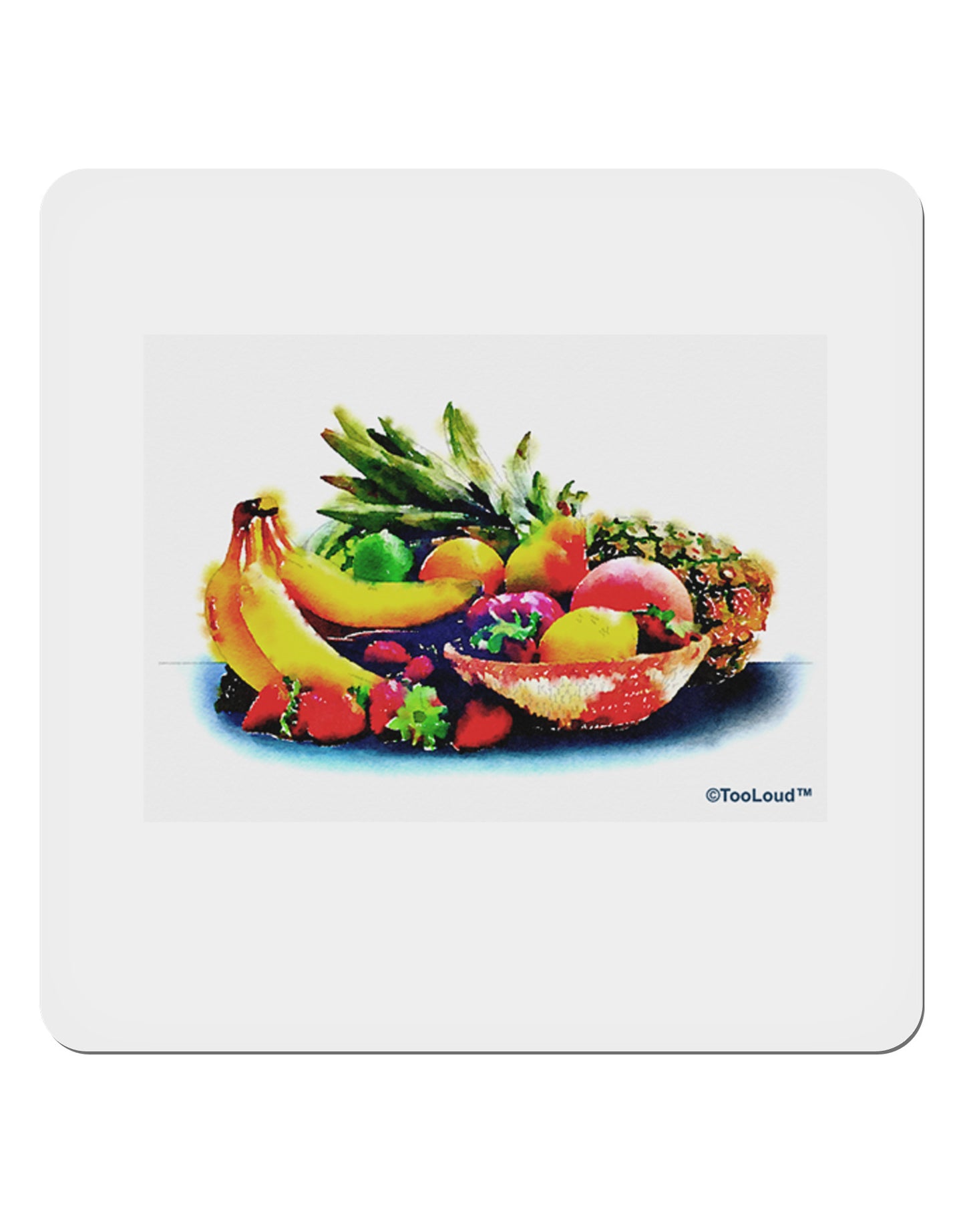 Watercolor Fruit Bowl 3 4x4" Square Sticker 4 Pieces-Stickers-TooLoud-White-Davson Sales