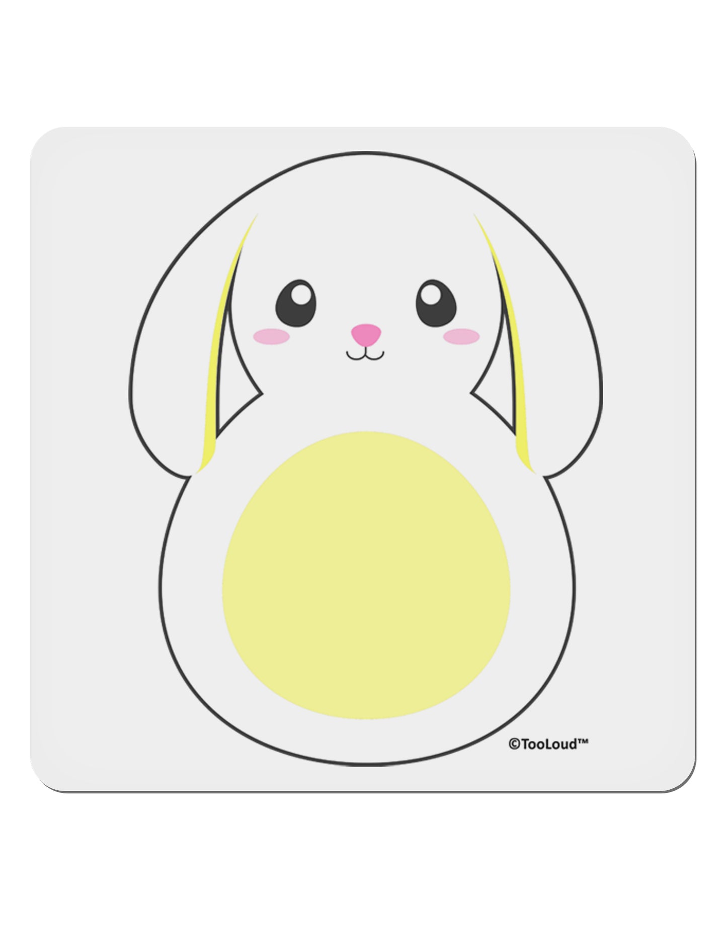 Cute Bunny with Floppy Ears - Yellow 4x4" Square Sticker 4 Pieces-Stickers-TooLoud-White-Davson Sales