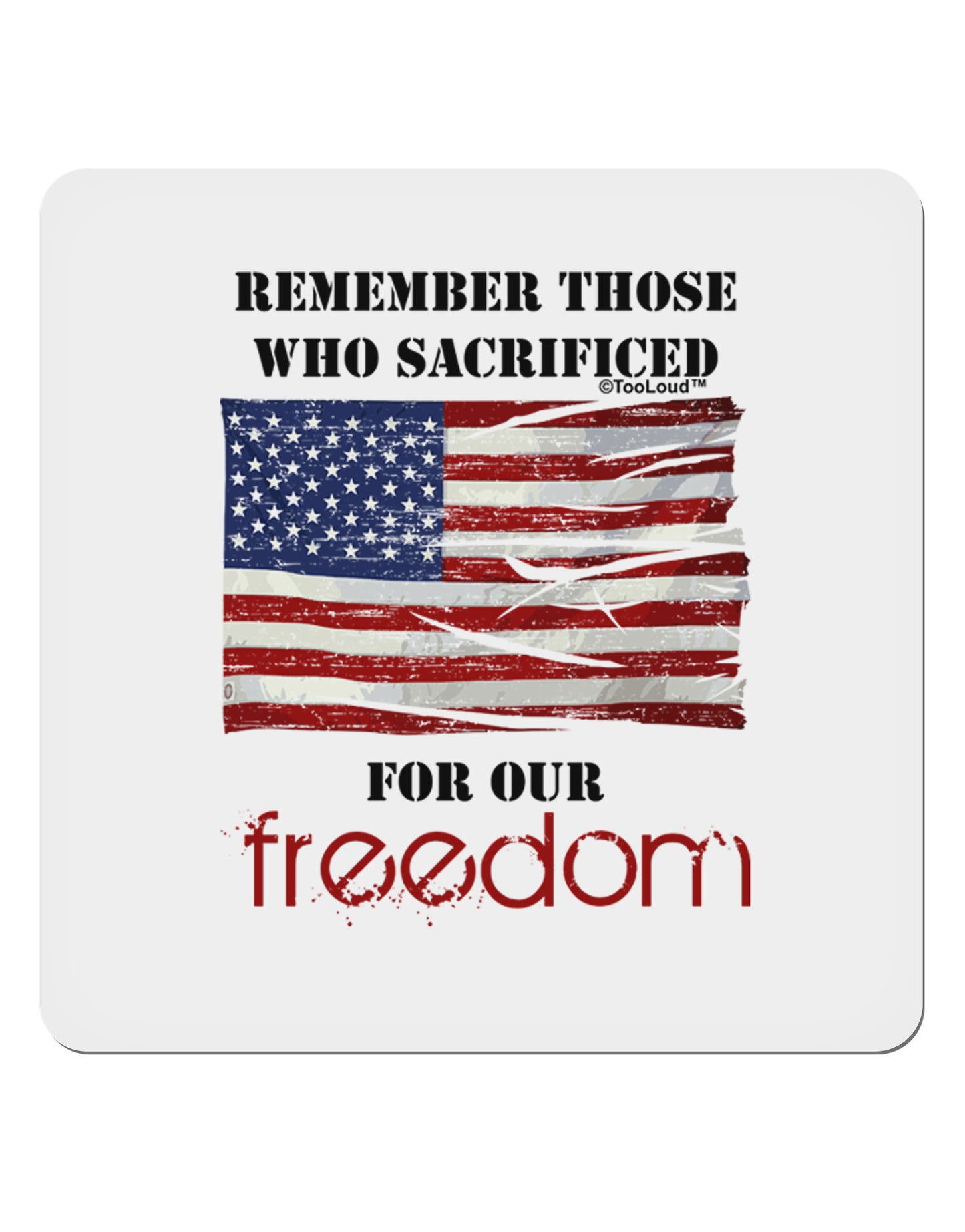 Remember - Veterans 4x4" Square Sticker 4 Pieces-Stickers-TooLoud-White-Davson Sales