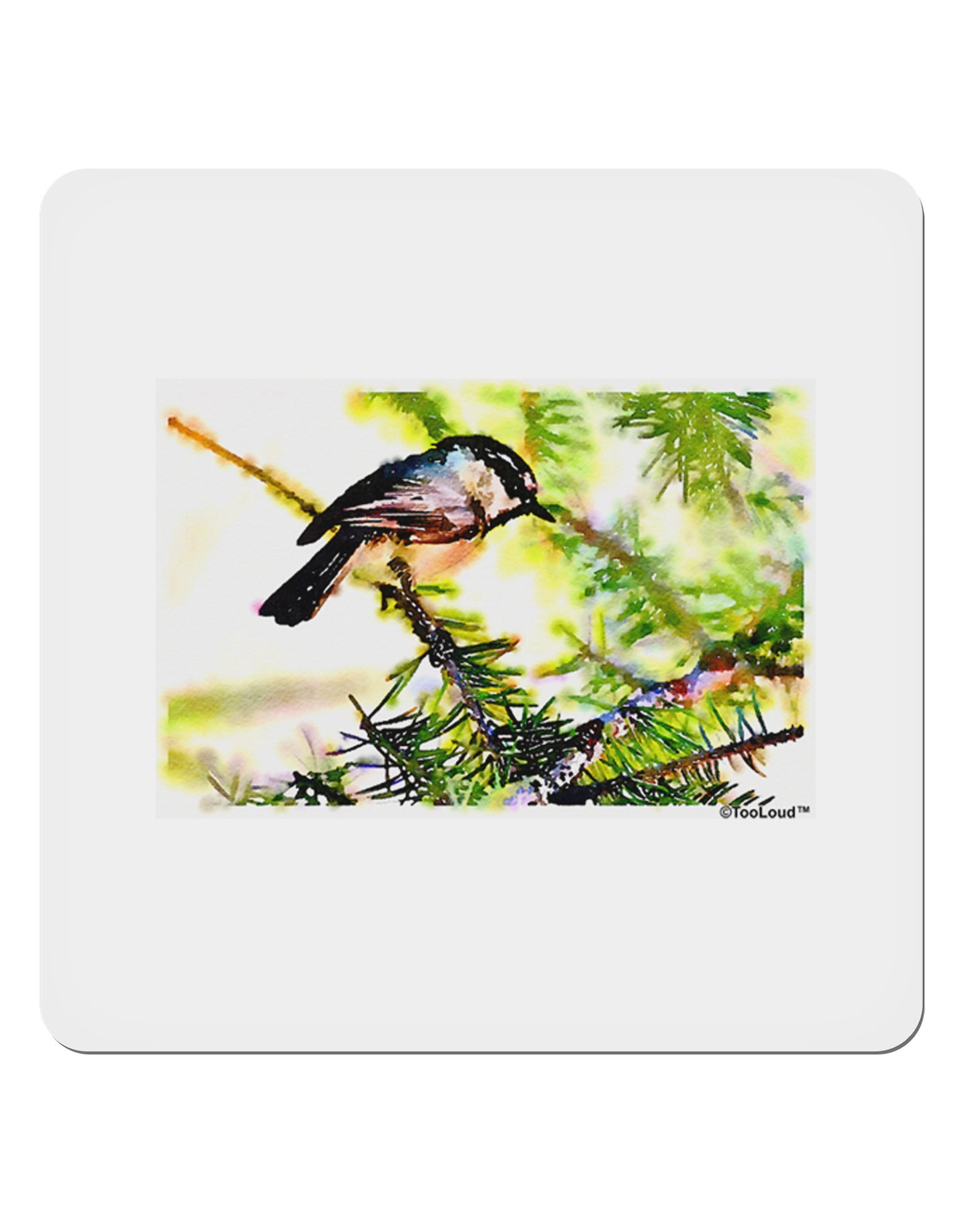 CO Chickadee Watercolor 4x4" Square Sticker-Stickers-TooLoud-1-Davson Sales