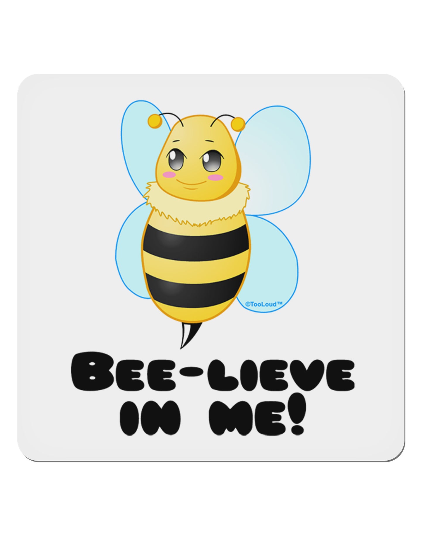 Bee-lieve In Me 4x4" Square Sticker 4 Pieces-Stickers-TooLoud-White-Davson Sales