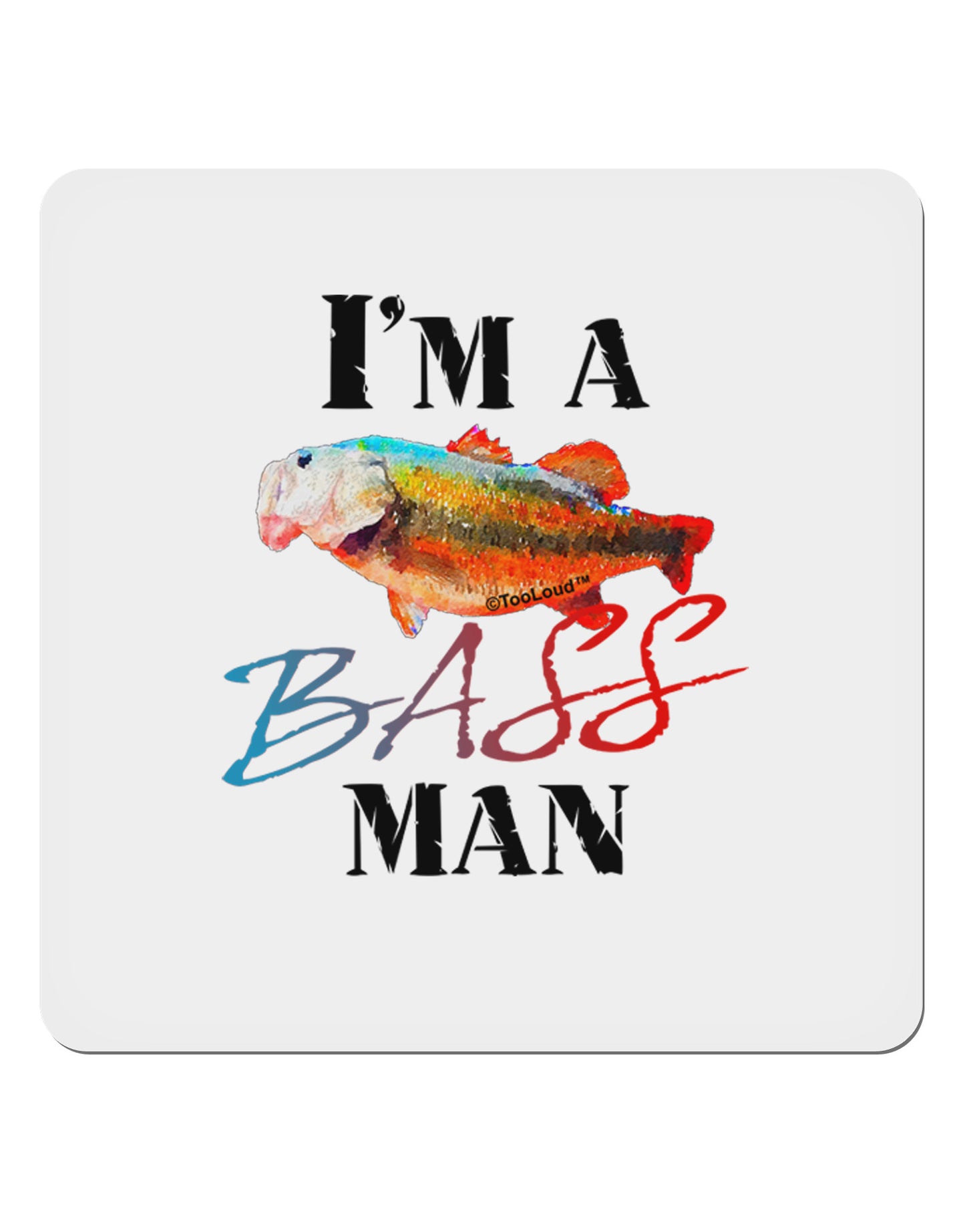 I'm A Bass Man Watercolor 4x4" Square Sticker-Stickers-TooLoud-1-Davson Sales