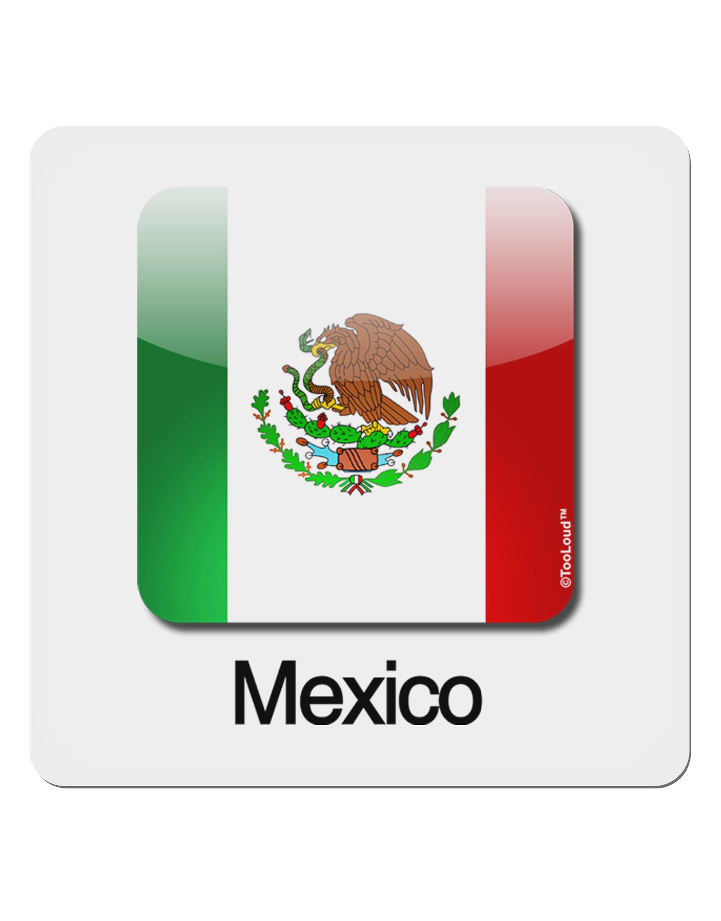 Mexican Flag App Icon - Text 4x4" Square Sticker 4 Pieces-Stickers-TooLoud-White-Davson Sales
