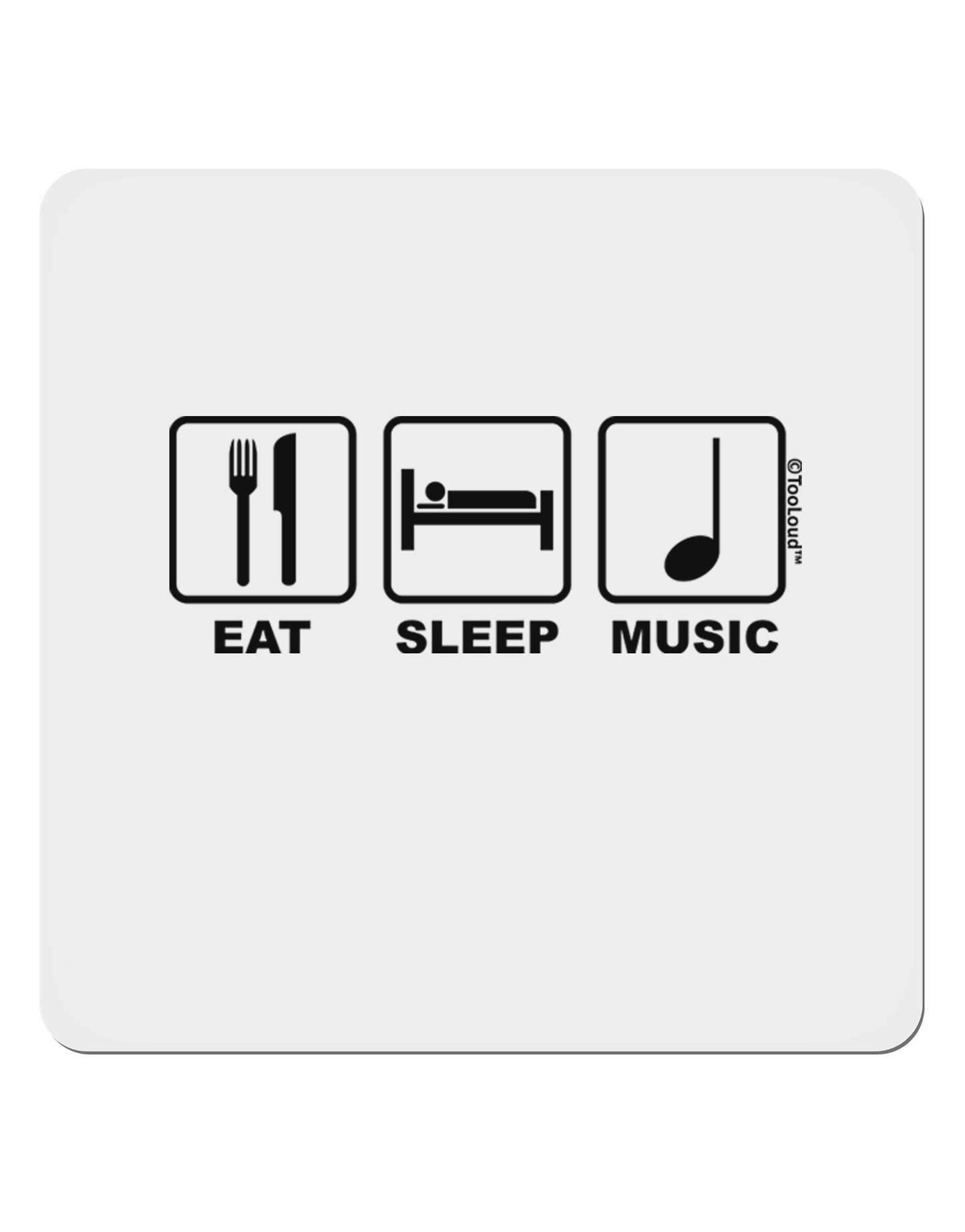 Eat Sleep Music Design 4x4" Square Sticker 4 Pieces-Stickers-TooLoud-White-Davson Sales
