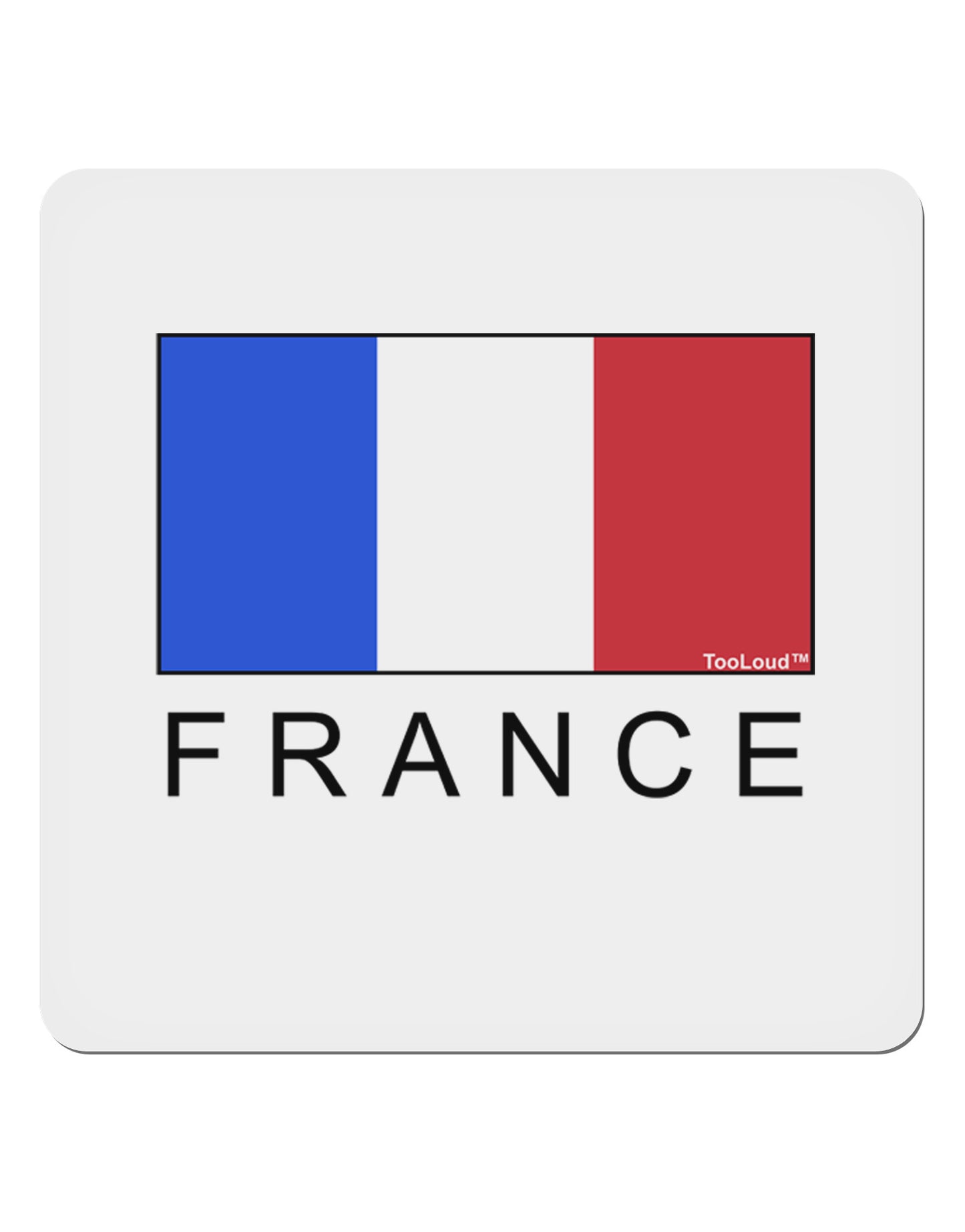 French Flag - France Text 4x4" Square Sticker 4 Pieces-Stickers-TooLoud-White-Davson Sales