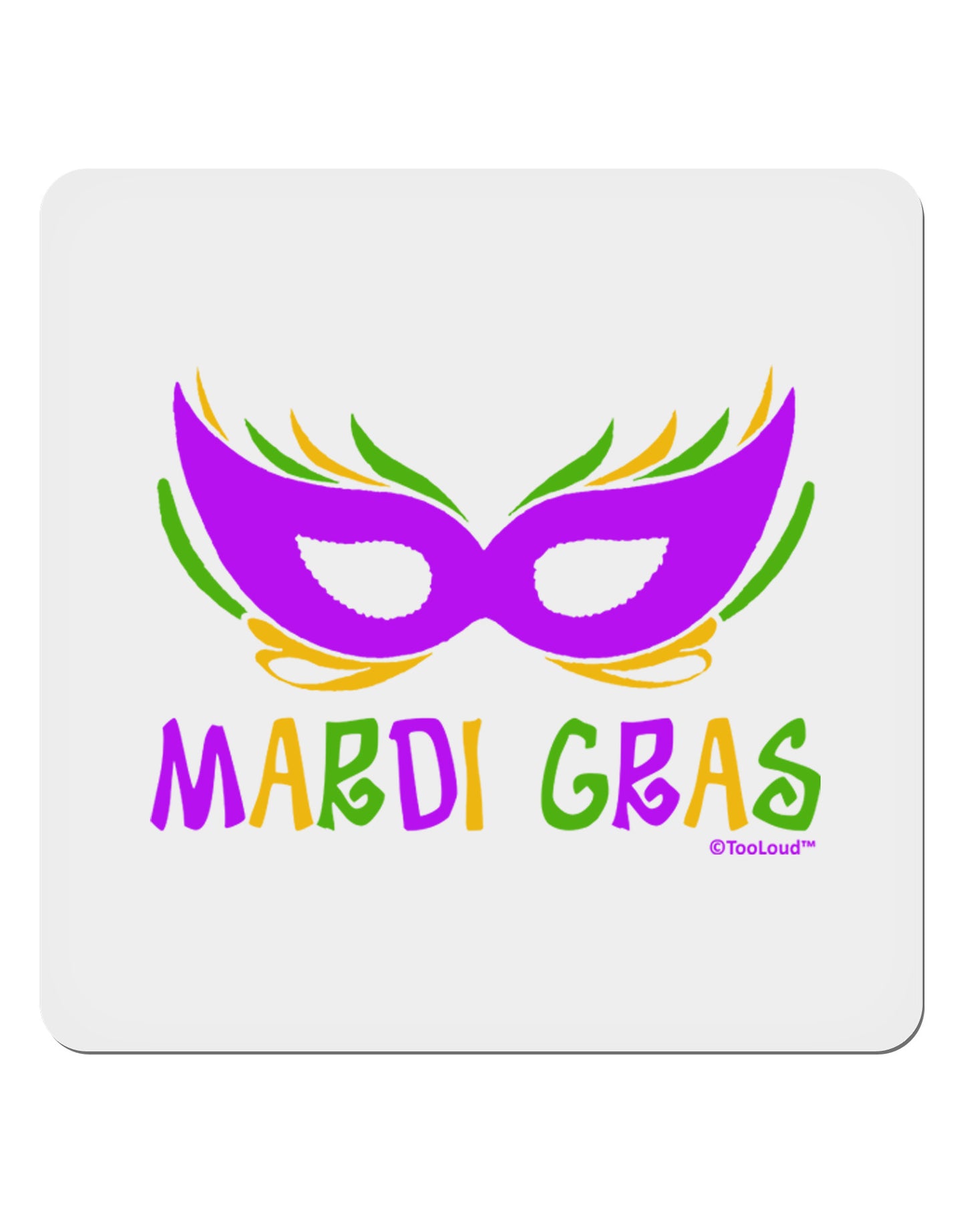 Mardi Gras - Purple Gold Green Mask 4x4" Square Sticker 4 Pieces-Stickers-TooLoud-White-Davson Sales