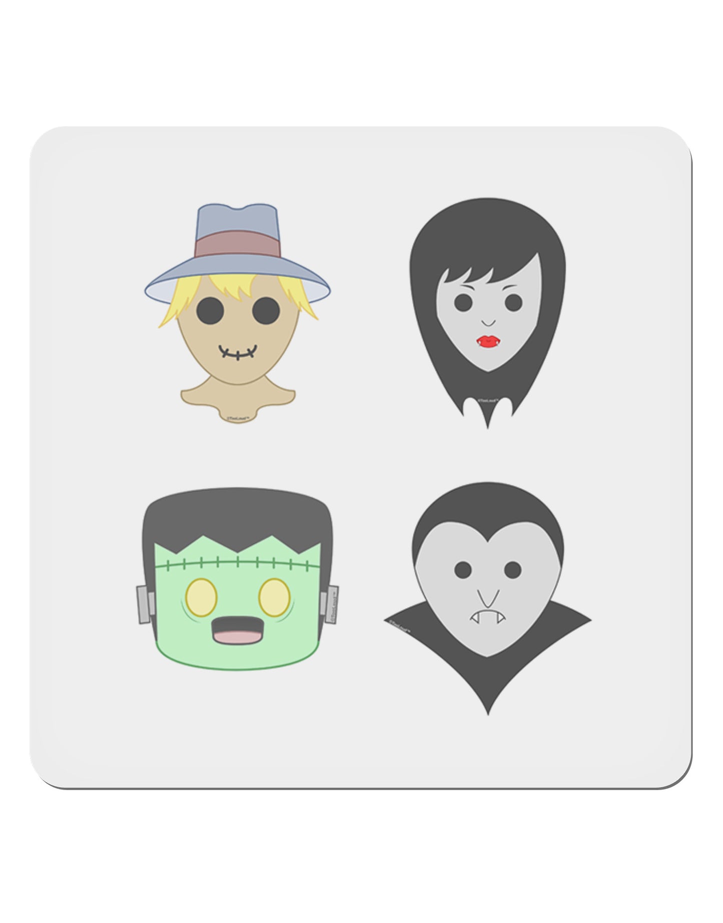 Four Lil Monsters - Halloween Design 4x4" Square Sticker 4 Pieces-Stickers-TooLoud-White-Davson Sales