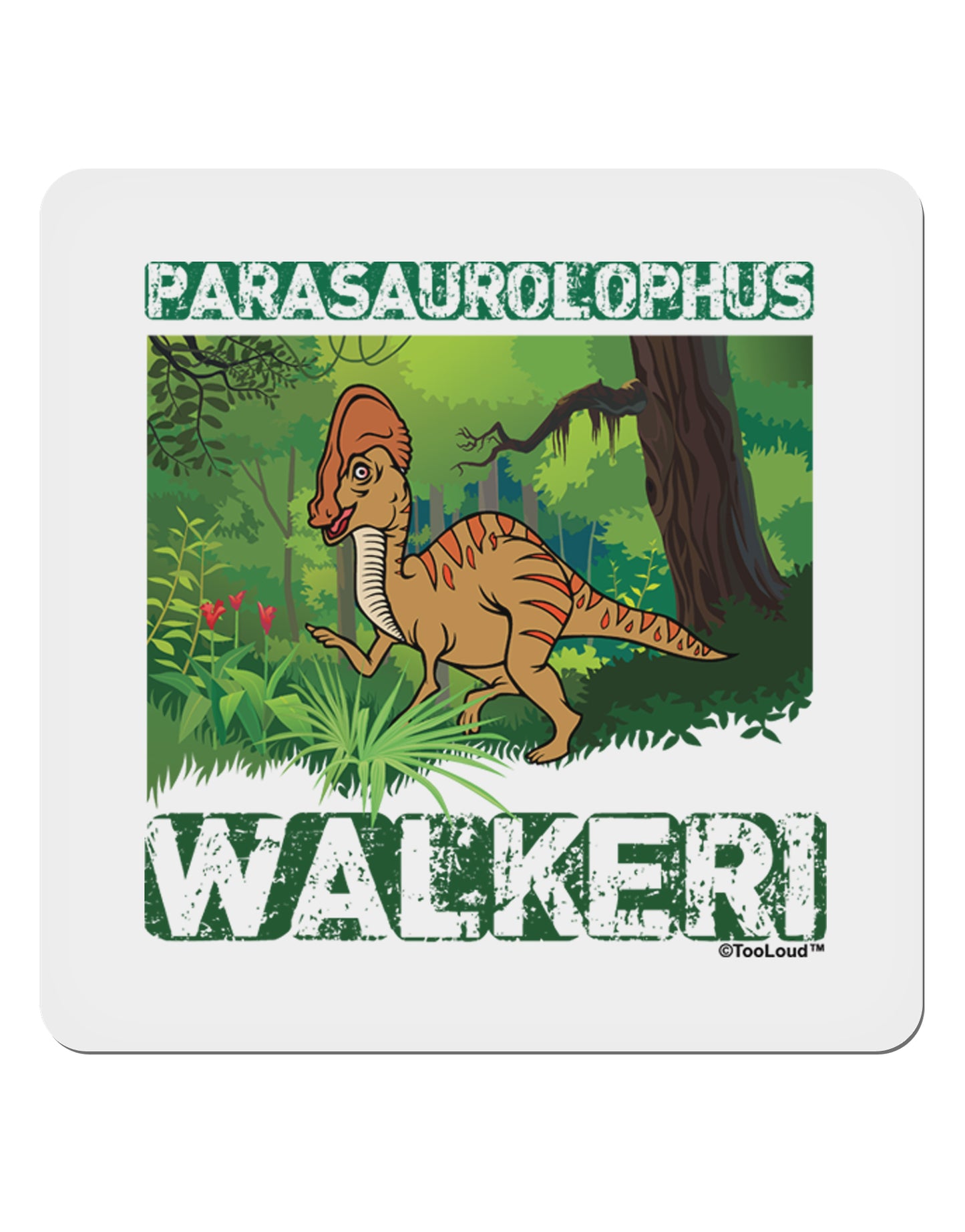 Parasaurolophus Walkeri - With Name 4x4" Square Sticker 4 Pieces-Stickers-TooLoud-White-Davson Sales