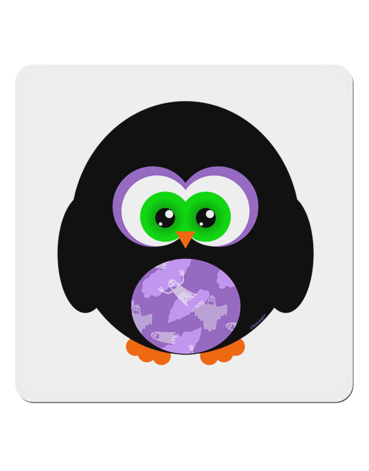 Cute Owl Halloween 4x4" Square Sticker 4 Pieces-Stickers-TooLoud-White-Davson Sales